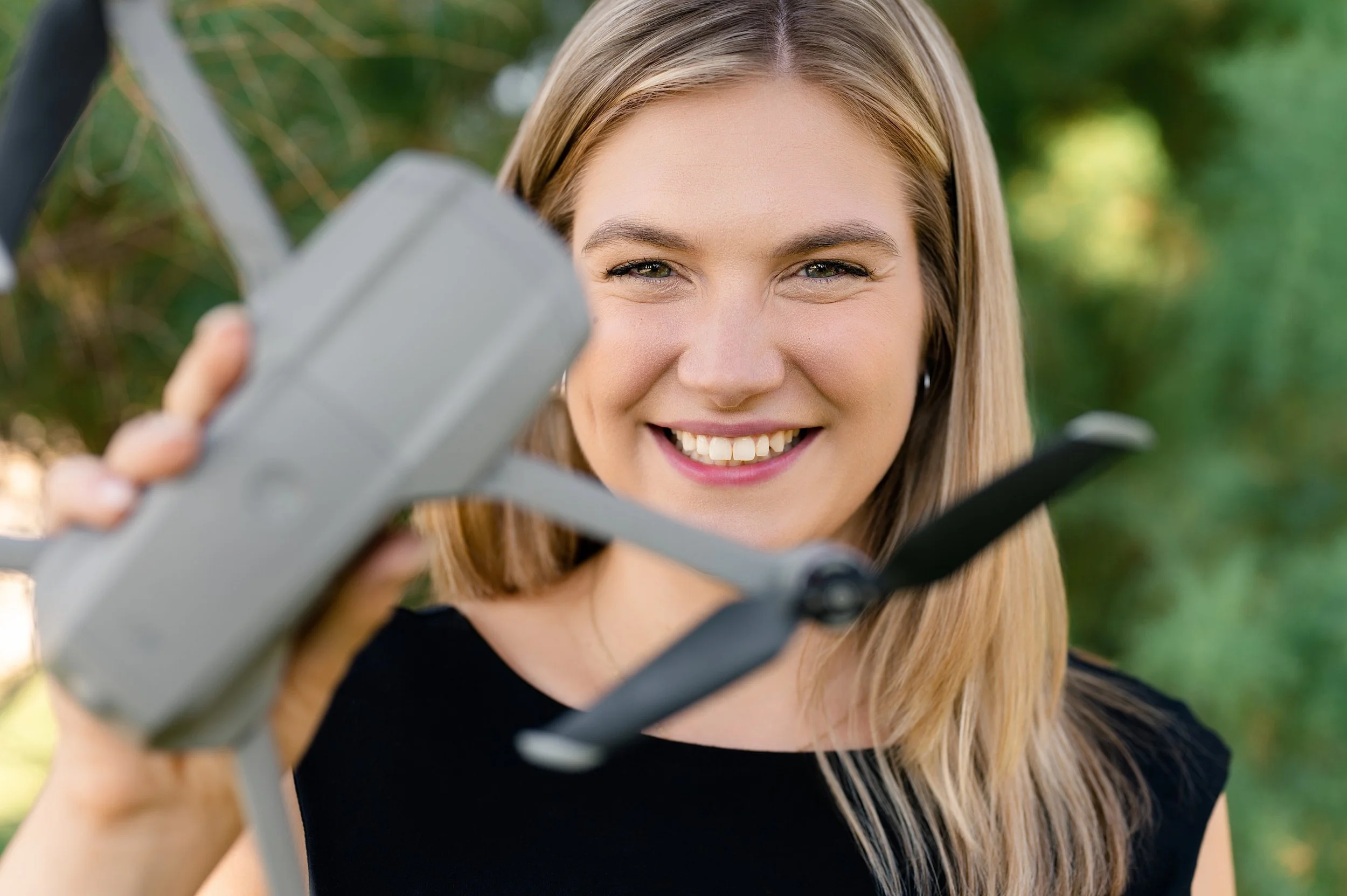 branding session of a photographer with her drone