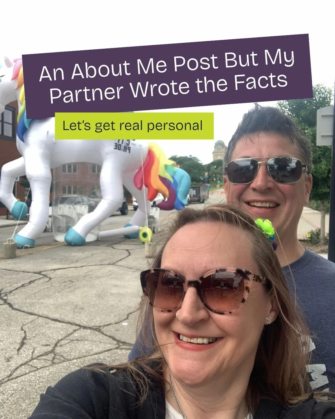 I asked my partner, Joel, to give me 5 or so facts about me. 

I can't argue with single one (and am surprised by some things he didn't include).

What facts would your closer circle of people share about you?

Image Descriptions:
Image 1:
 Selfie of