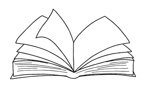 drawing of an open book