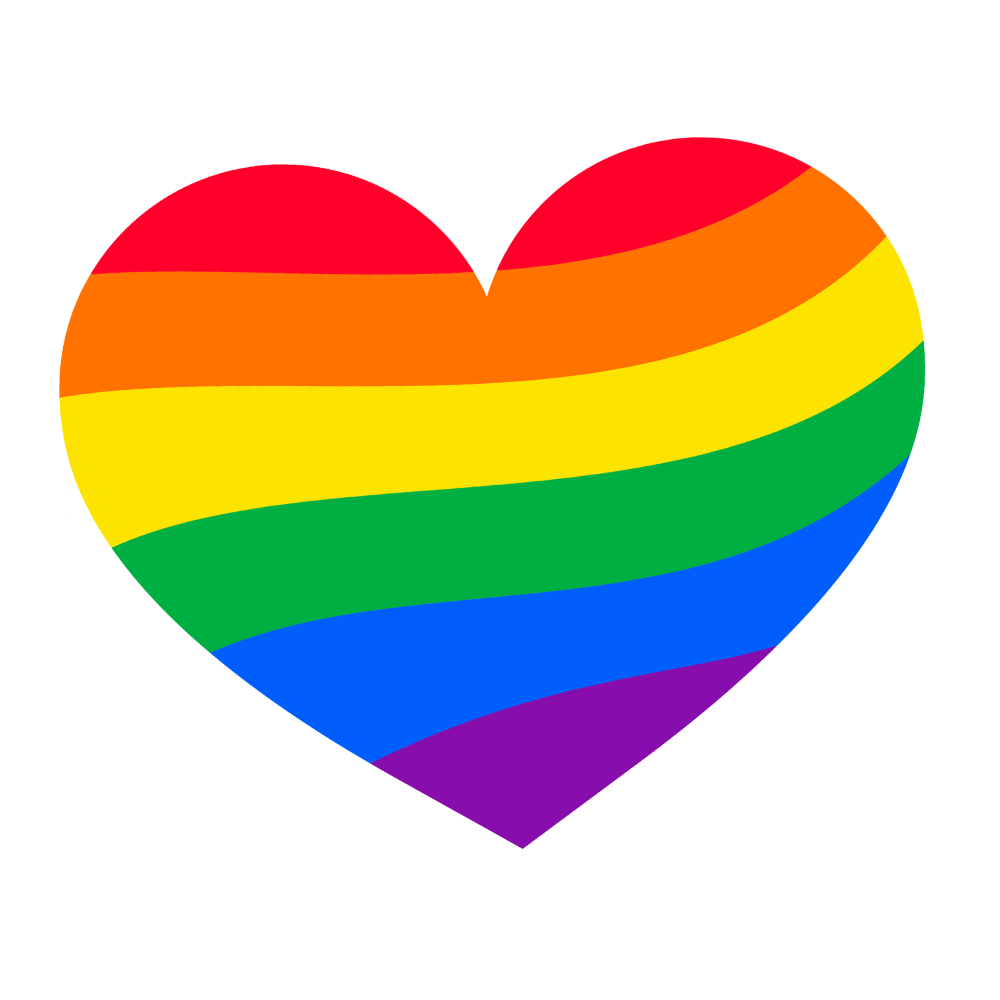 Heart-shaped sticker filled with a rainbow
