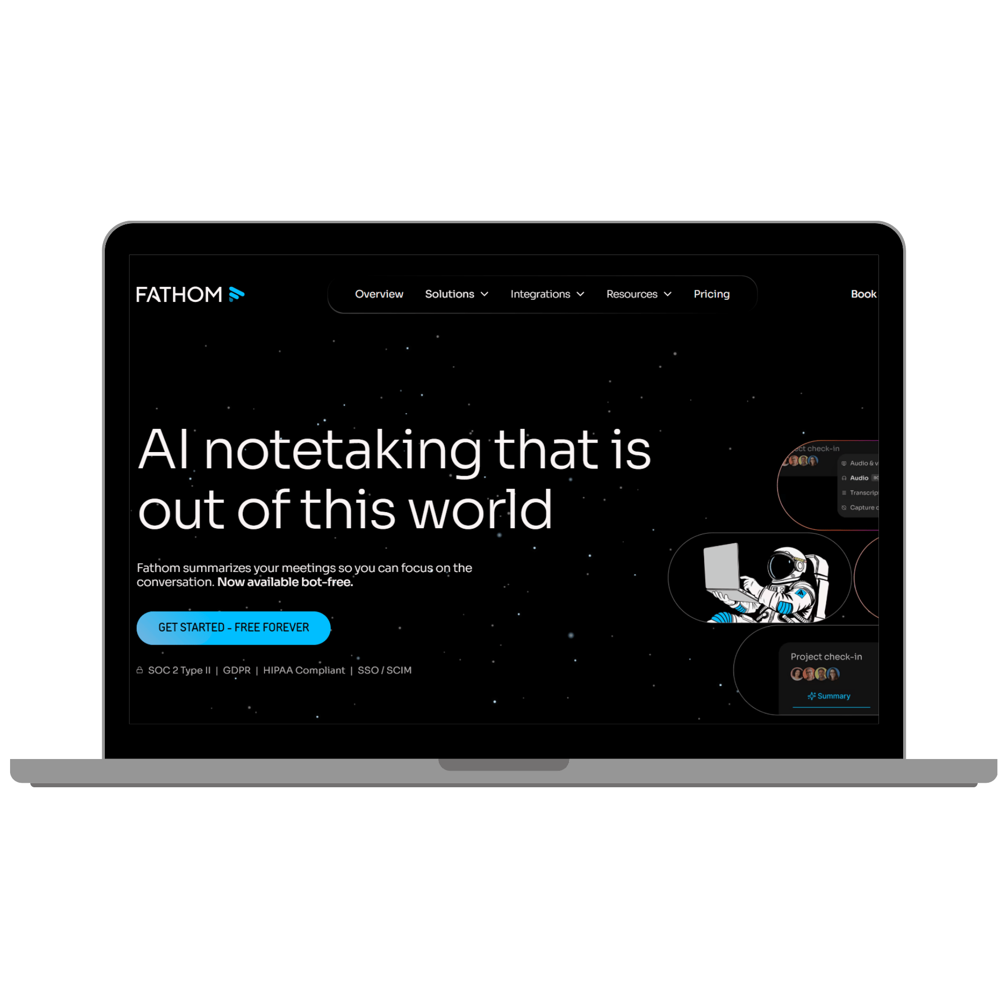 Mockup of the Fathom homepage on a laptop