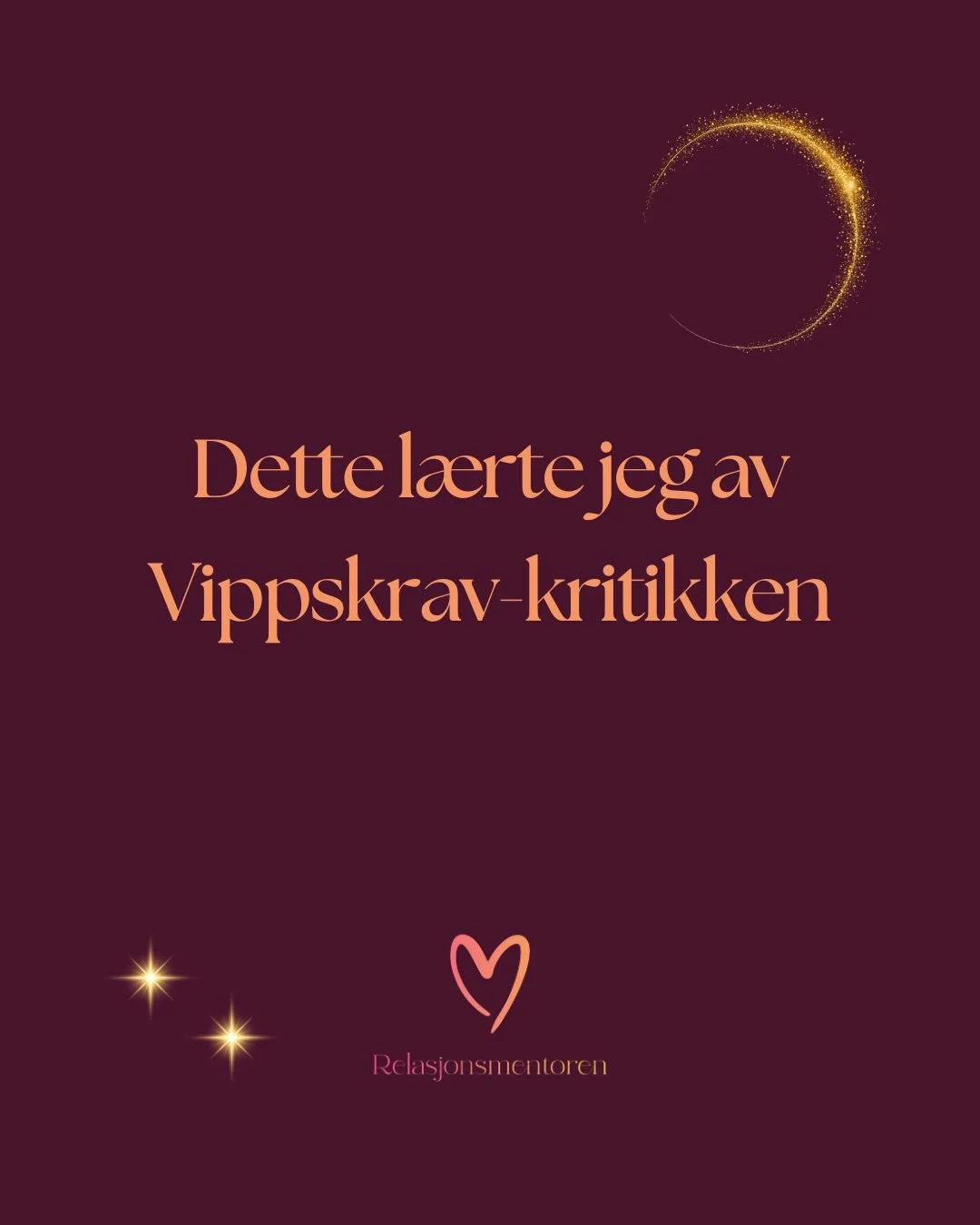 Dette l&aelig;rte jeg av Vippskrav-kritikken (alts&aring; p&aring; reelen min). Til ettertanke for meg selv, og kanskje for deg ogs&aring;.💛

#bonusforelder #bonusmor #selvledelse #vekst #relasjonsmentoren