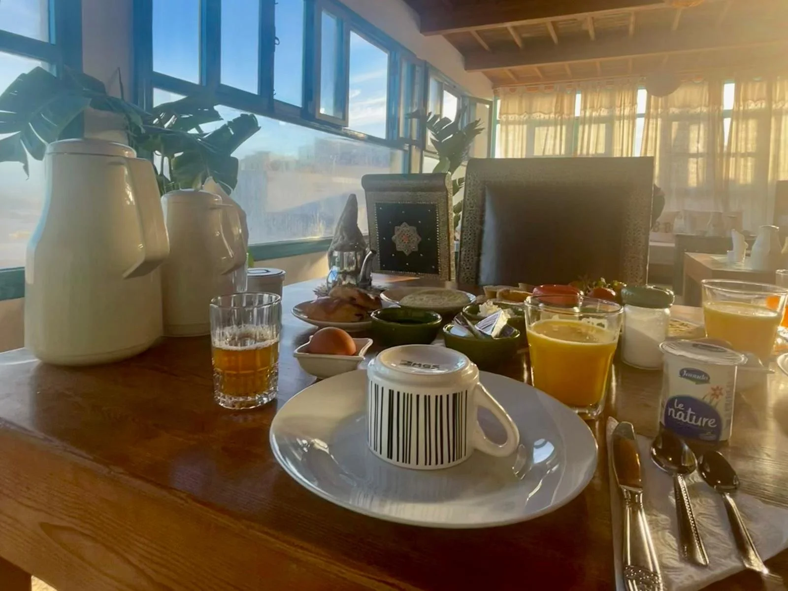 An abundant traditional Moroccan breakfast