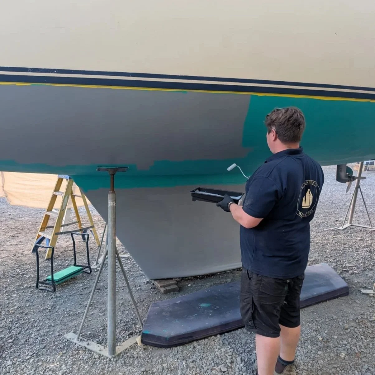 Application of GelShield. Changing colour every coat ensures even coverage