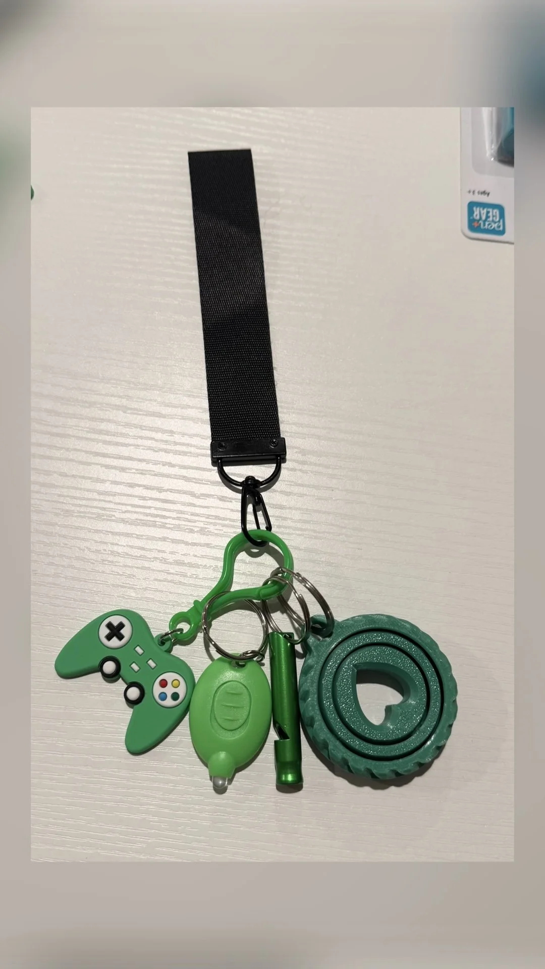 Black & Green Whistle Keychain - PreMade