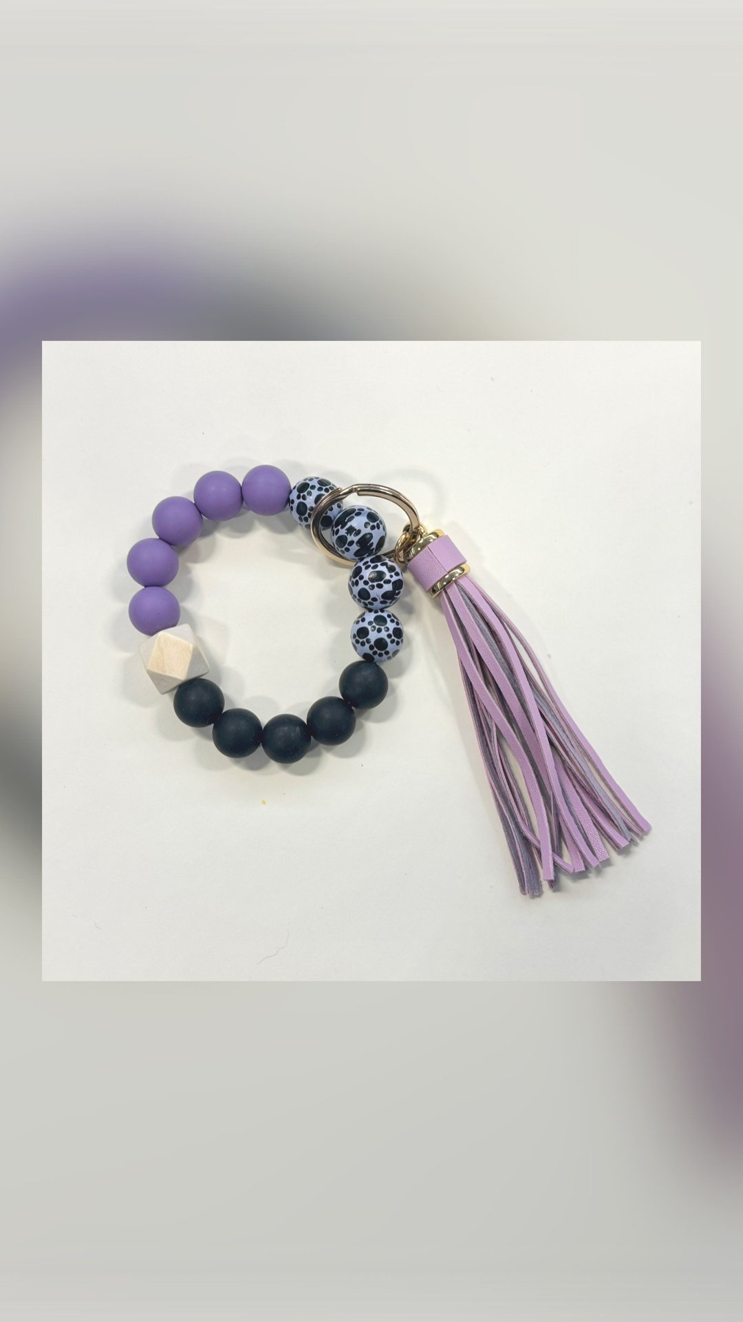 Black & Purple Paw Prints Protection Keychain - Customizable