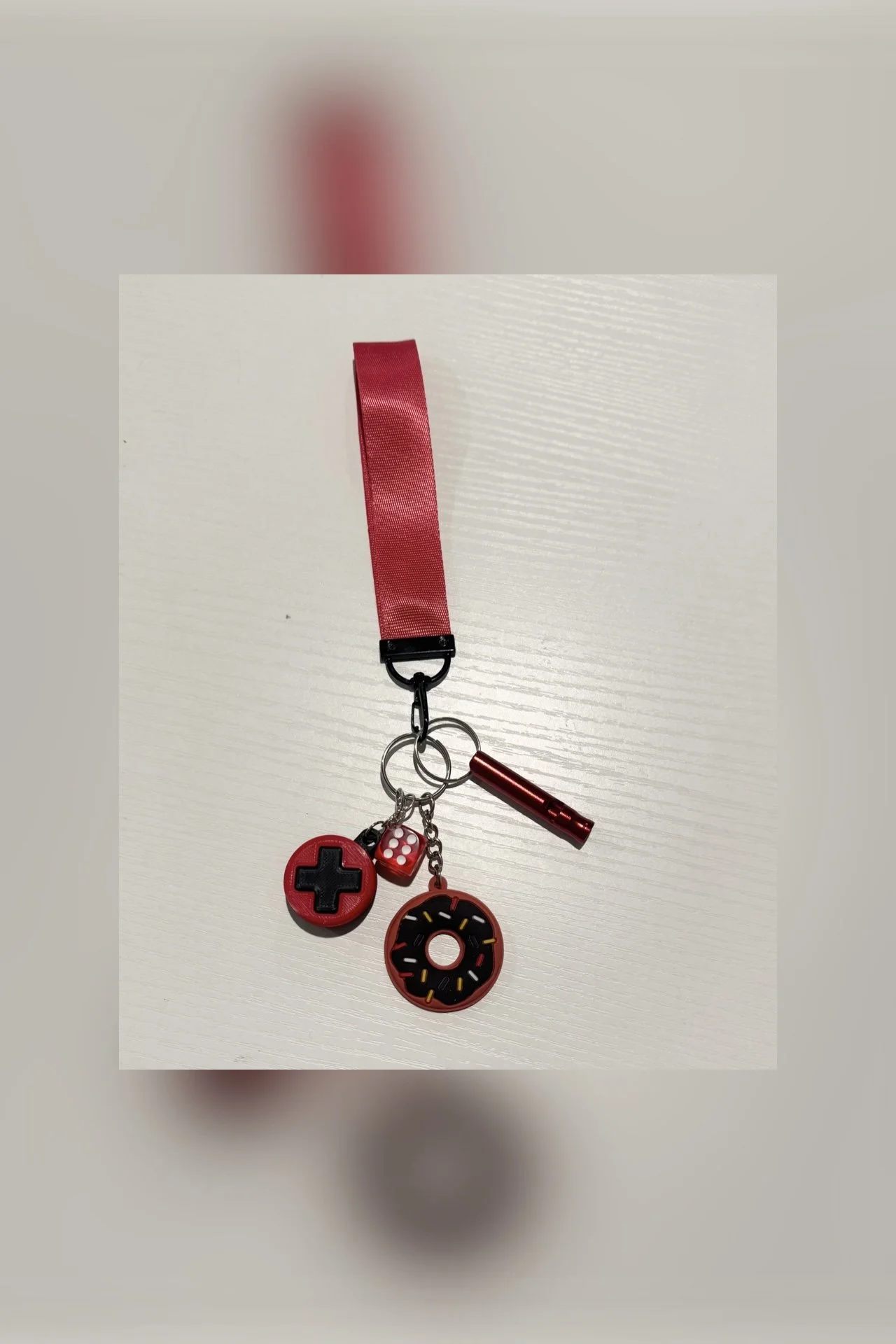 Pre-Made Red Whistle Protection Keychain