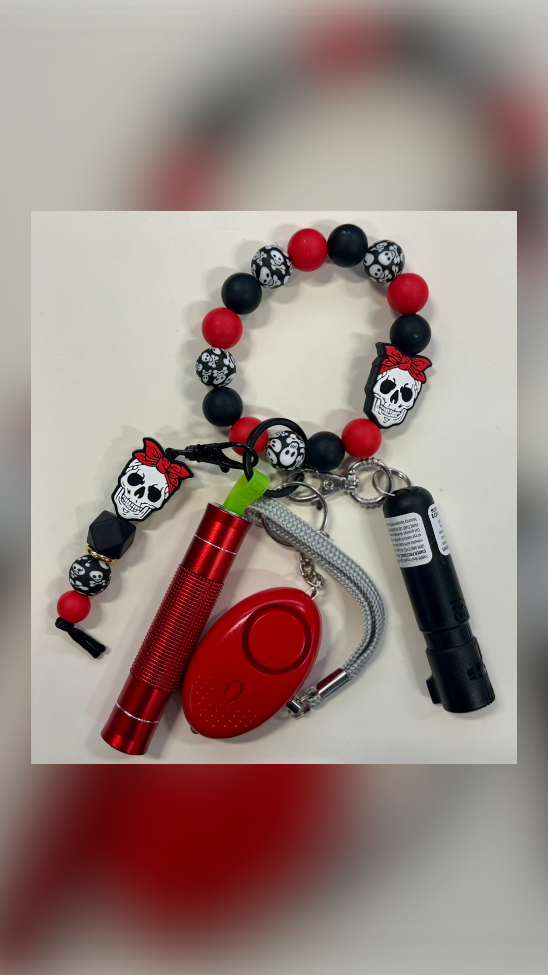 Red Skull Protection Keychain - Customizable