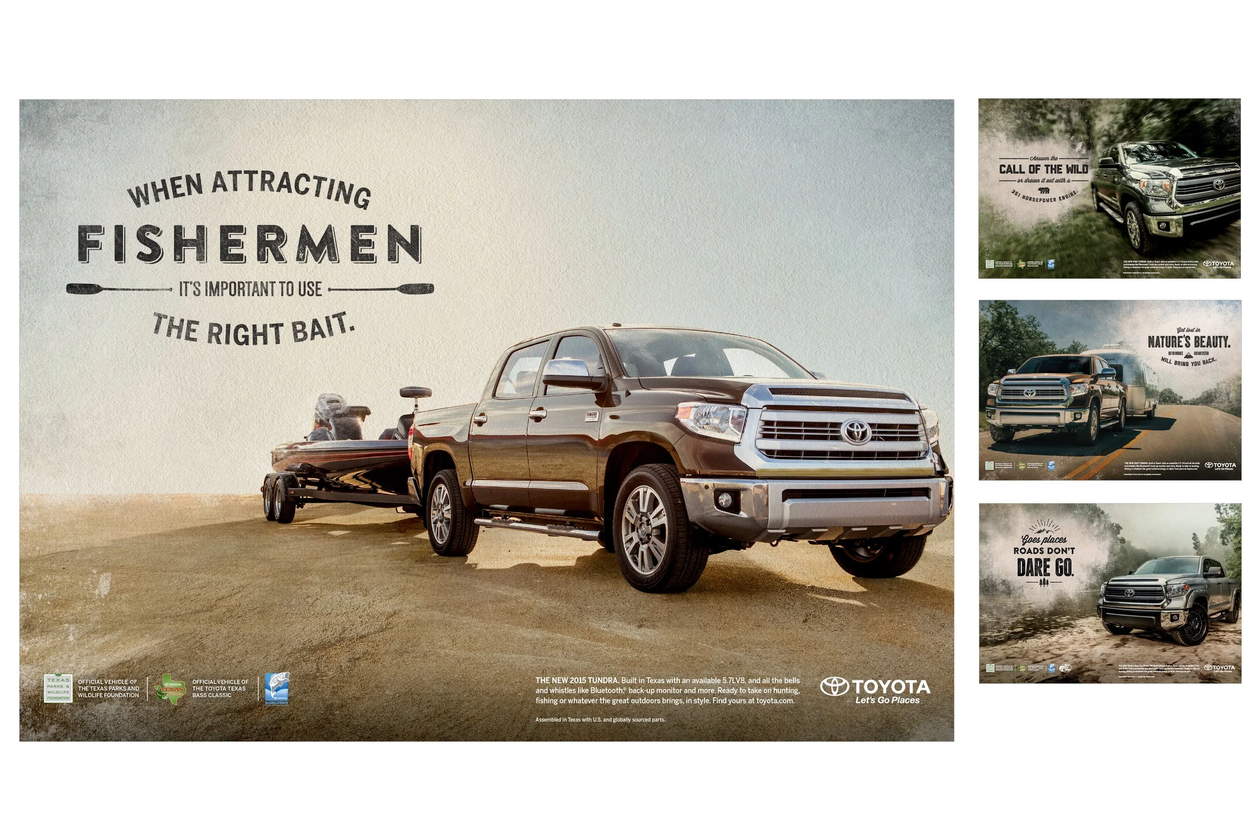 GULF STATES TOYOTA — STUDIO DESIGNER, ASSET MANAGER  /  Built mechanicals for print ads and OOH.  /  Laid out static and animated digital assets in a variety of concepts and sizes based off of Art Director’s approved look.  /  Retouched images as nec