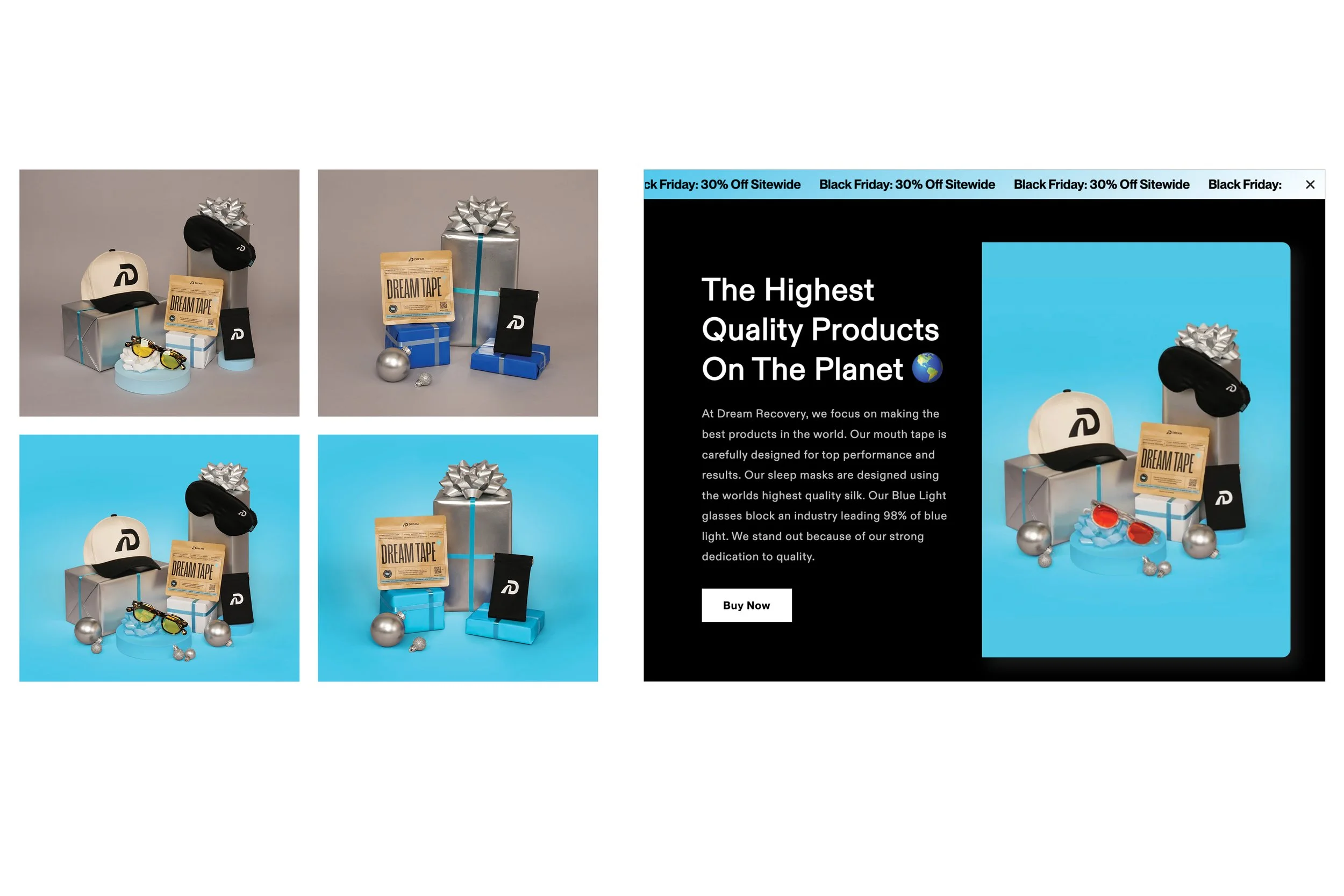 DREAM RECOVERY — PHOTOGRAPHER, RETOUCHER, ASSET MANAGER  /  Shot products in a studio setting.  /  Retouched artwork for use across all media.  /  Established and maintained asset library for fonts, images + artwork, logos and more for agency use.