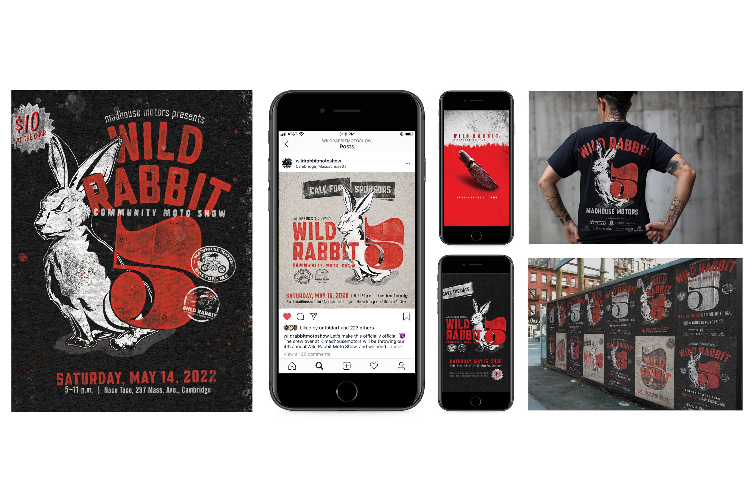 WILD RABBIT MOTO SHOW — ILLUSTRATOR, DESIGNER  /  Illustrator, Designer and Production Specialist tasked with building out full suite of assets for annual motorcycle show.  /  Established look and created all digital assets, show merchandise, OOH and