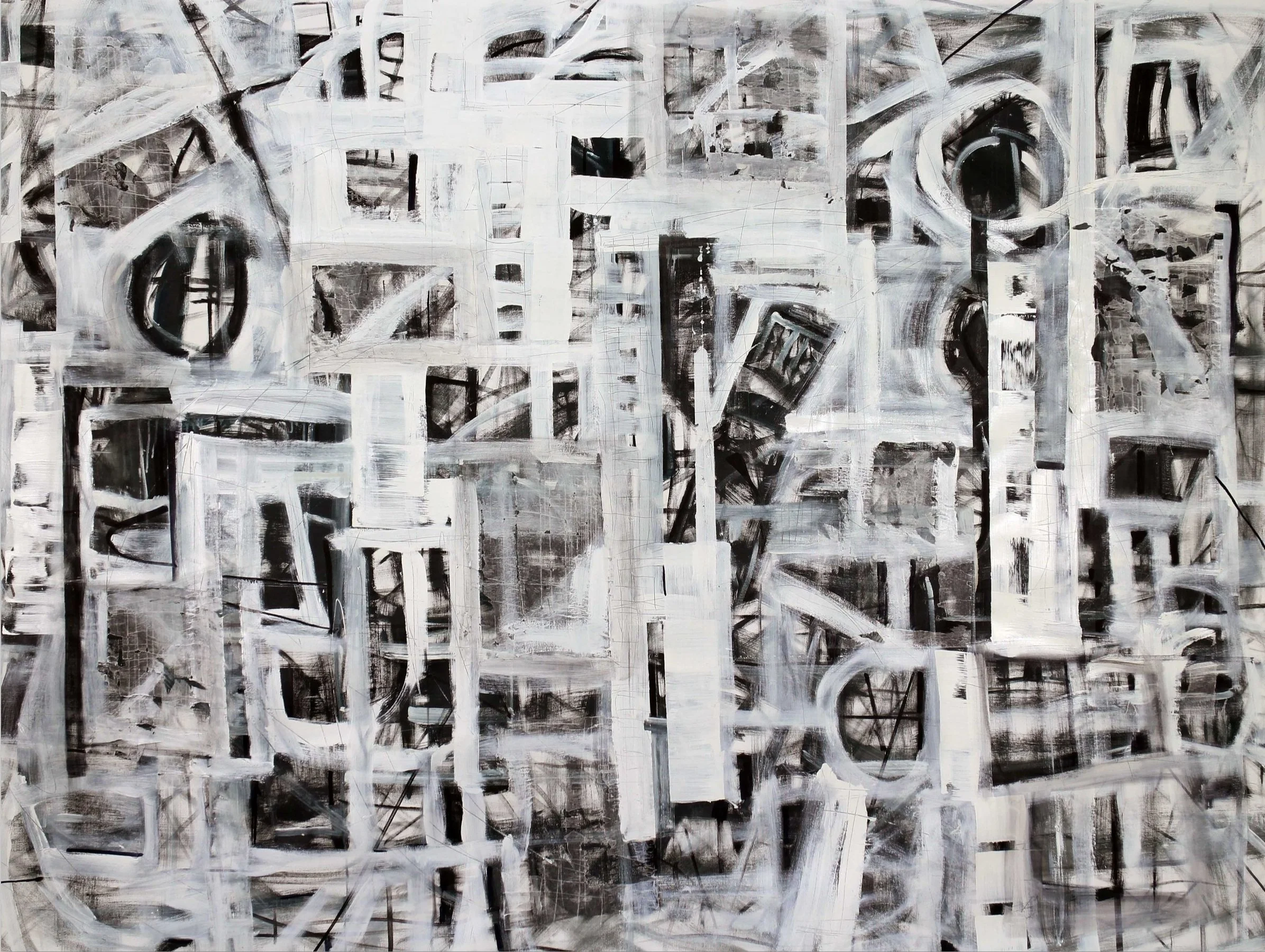  It’s Never Black and White , 2022 
Oil glazes, stains, paints, and paper 
5’ x 6’ x 2”