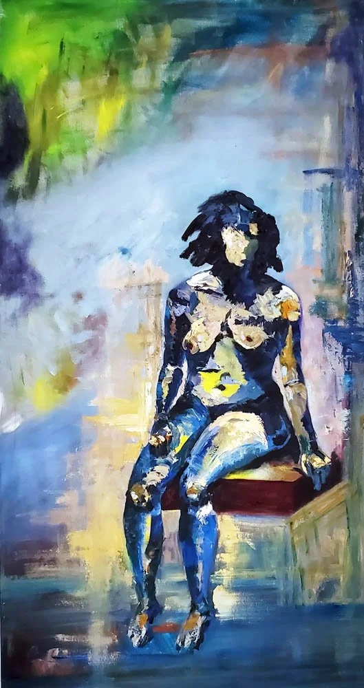 Waiting, 2018 
Oil on Canvas 
4’x2.5’x3”