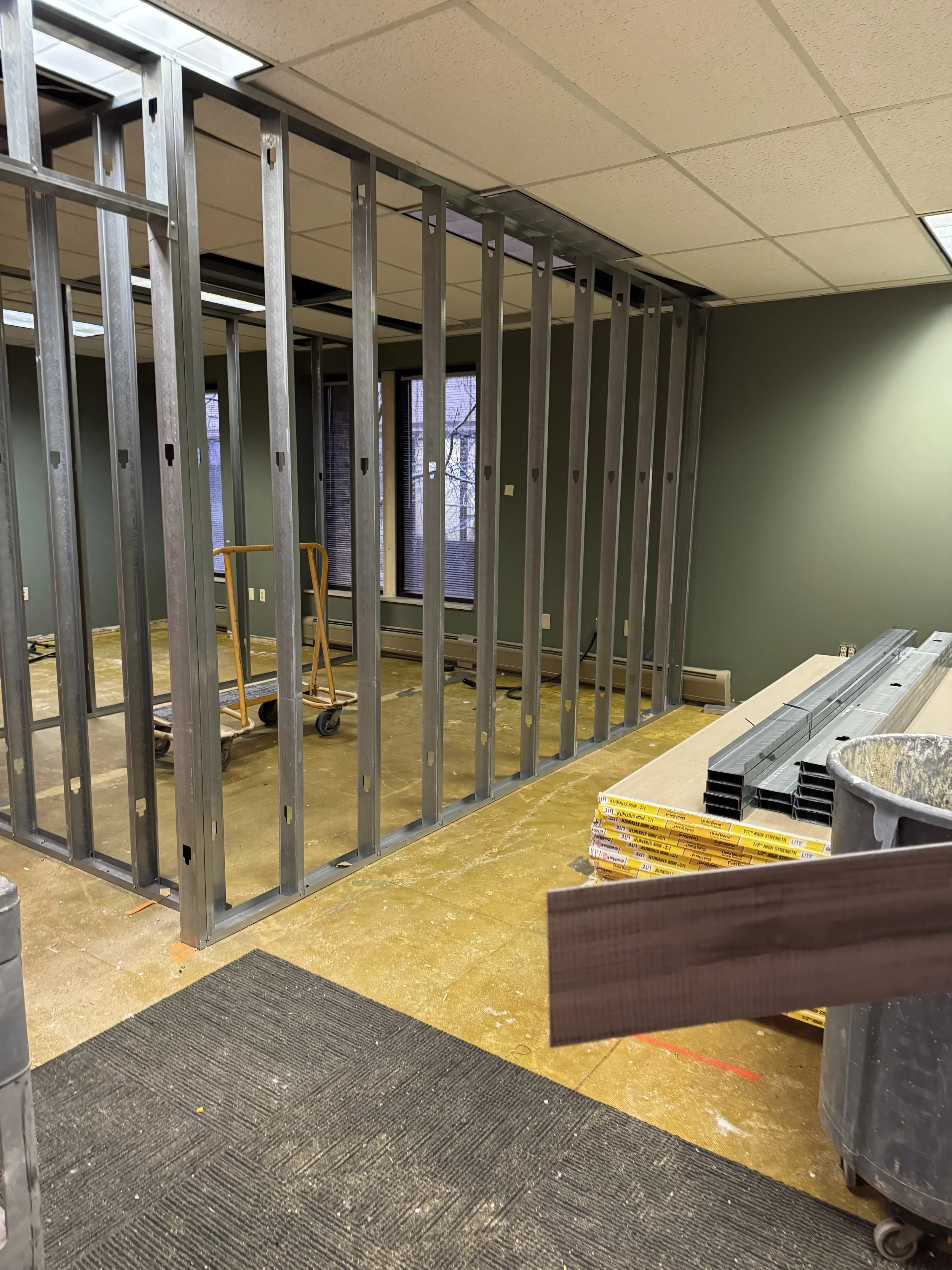 Walls for the new waiting room. 