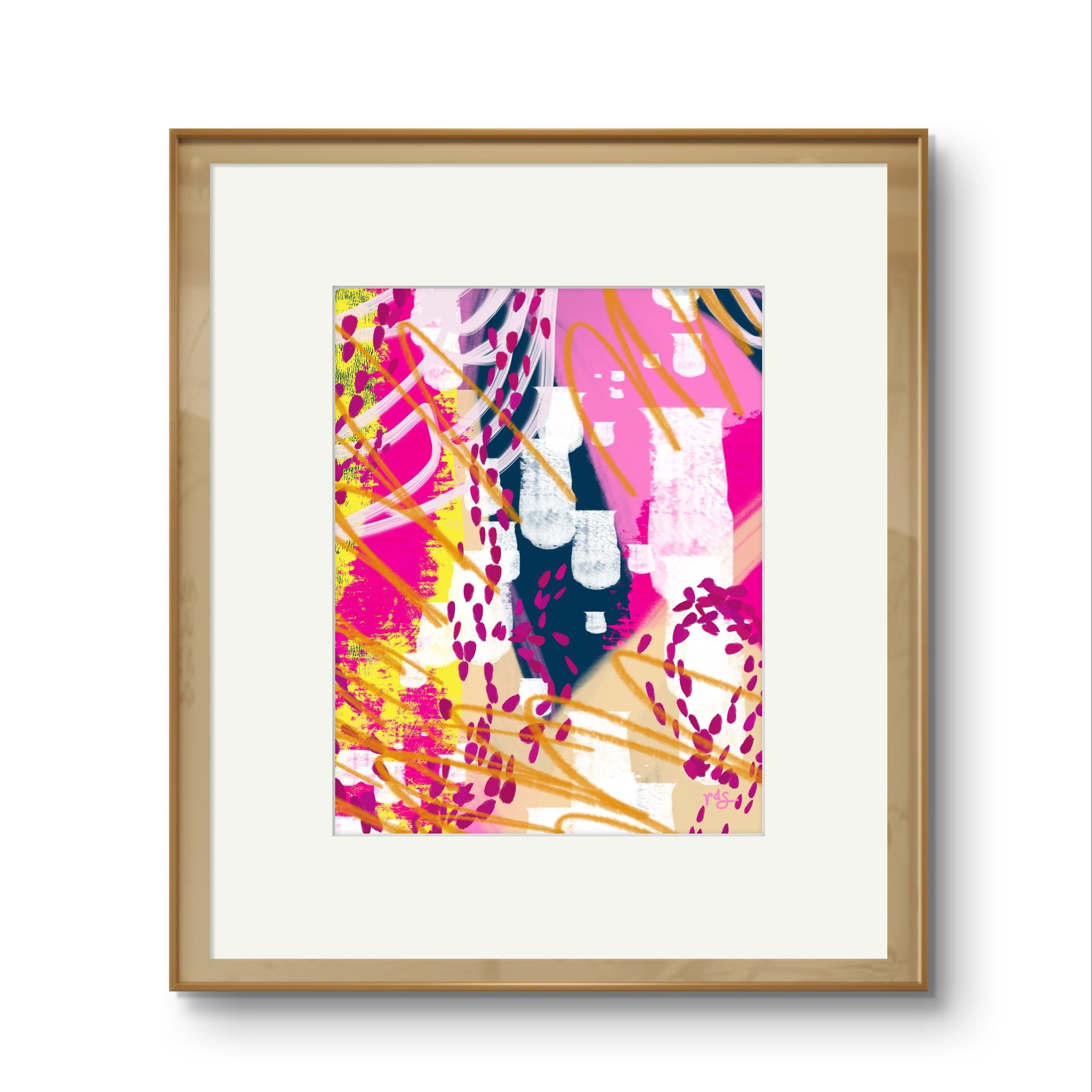 pink blue yellow abstract art
