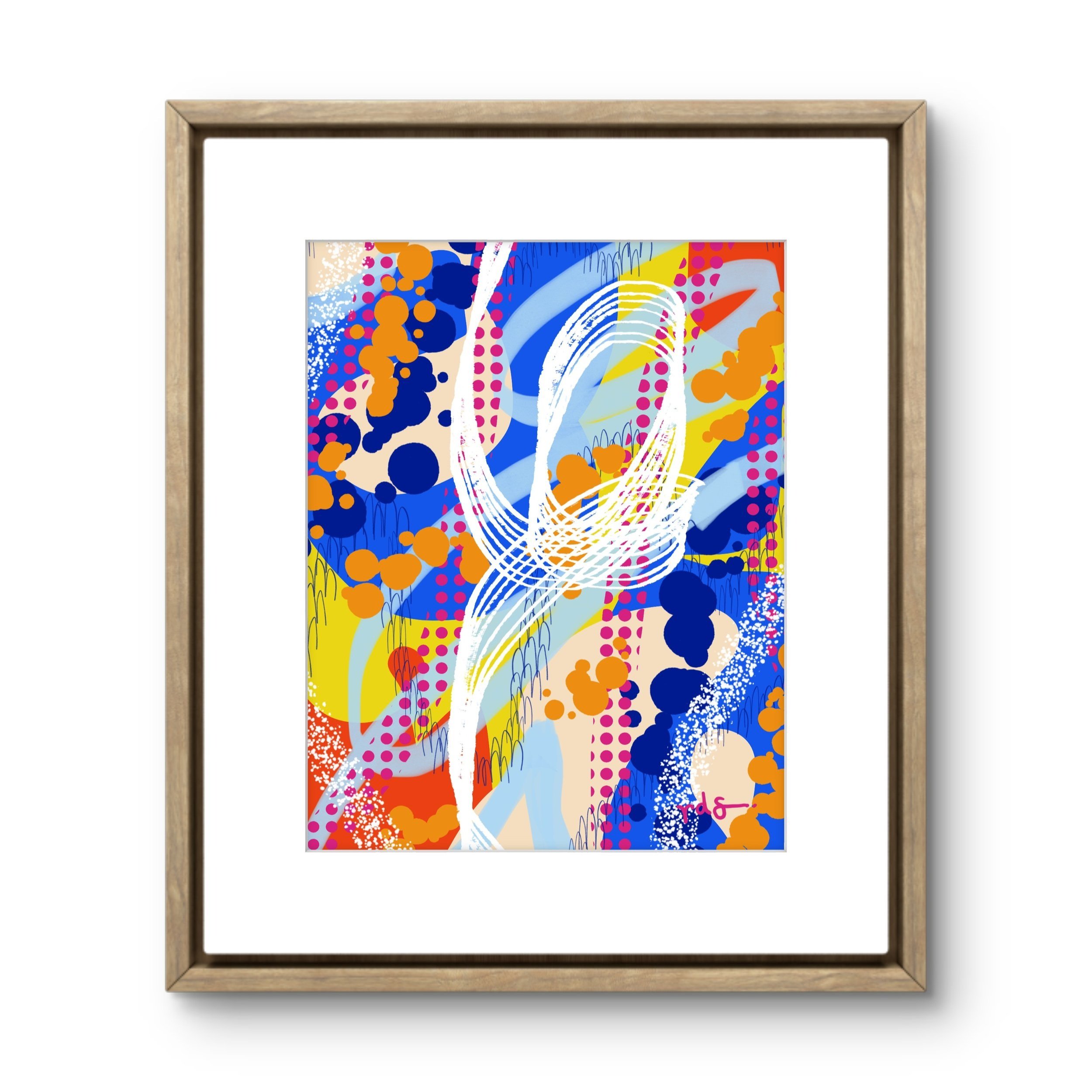 blue orange yellow abstract art