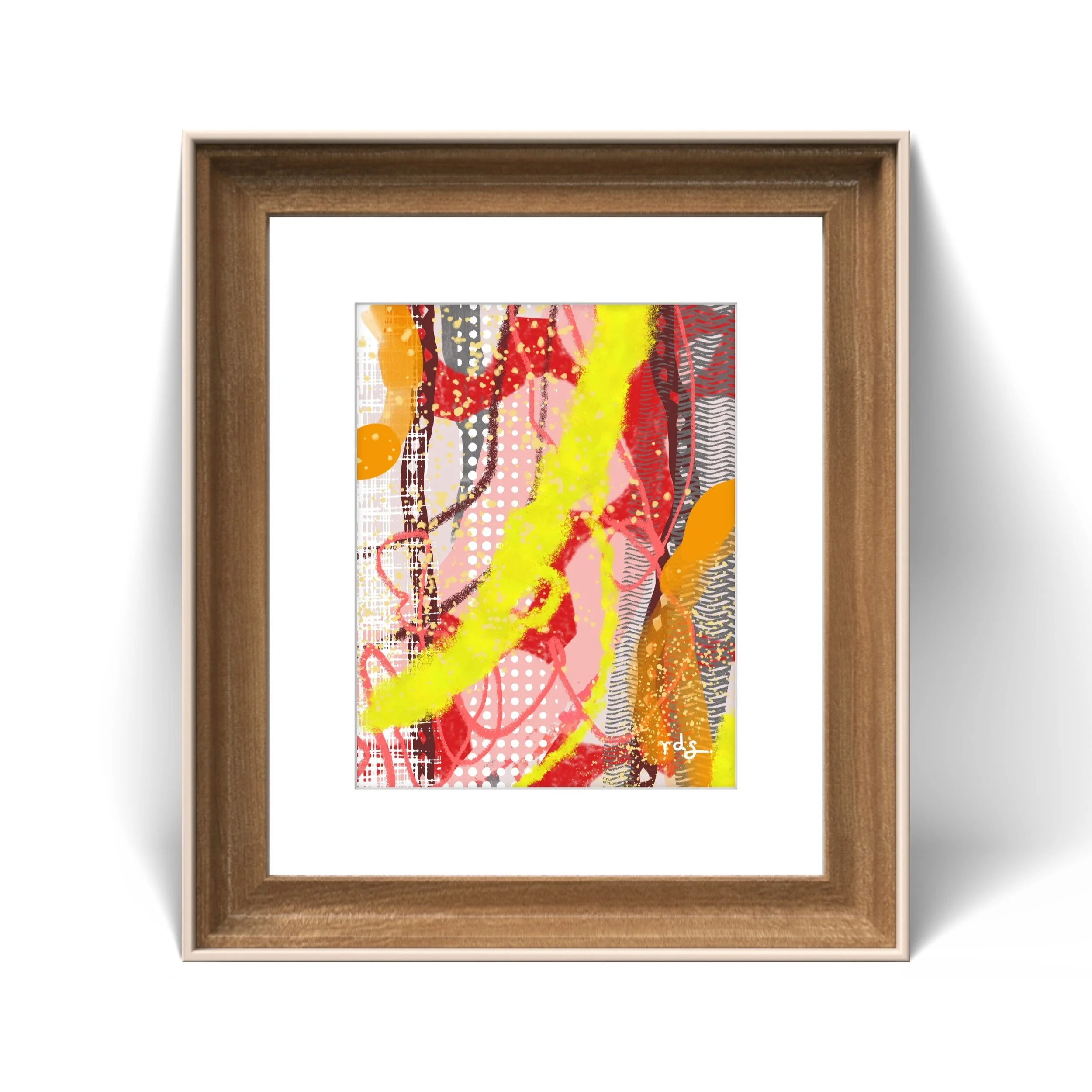 Pink yellow abstract art