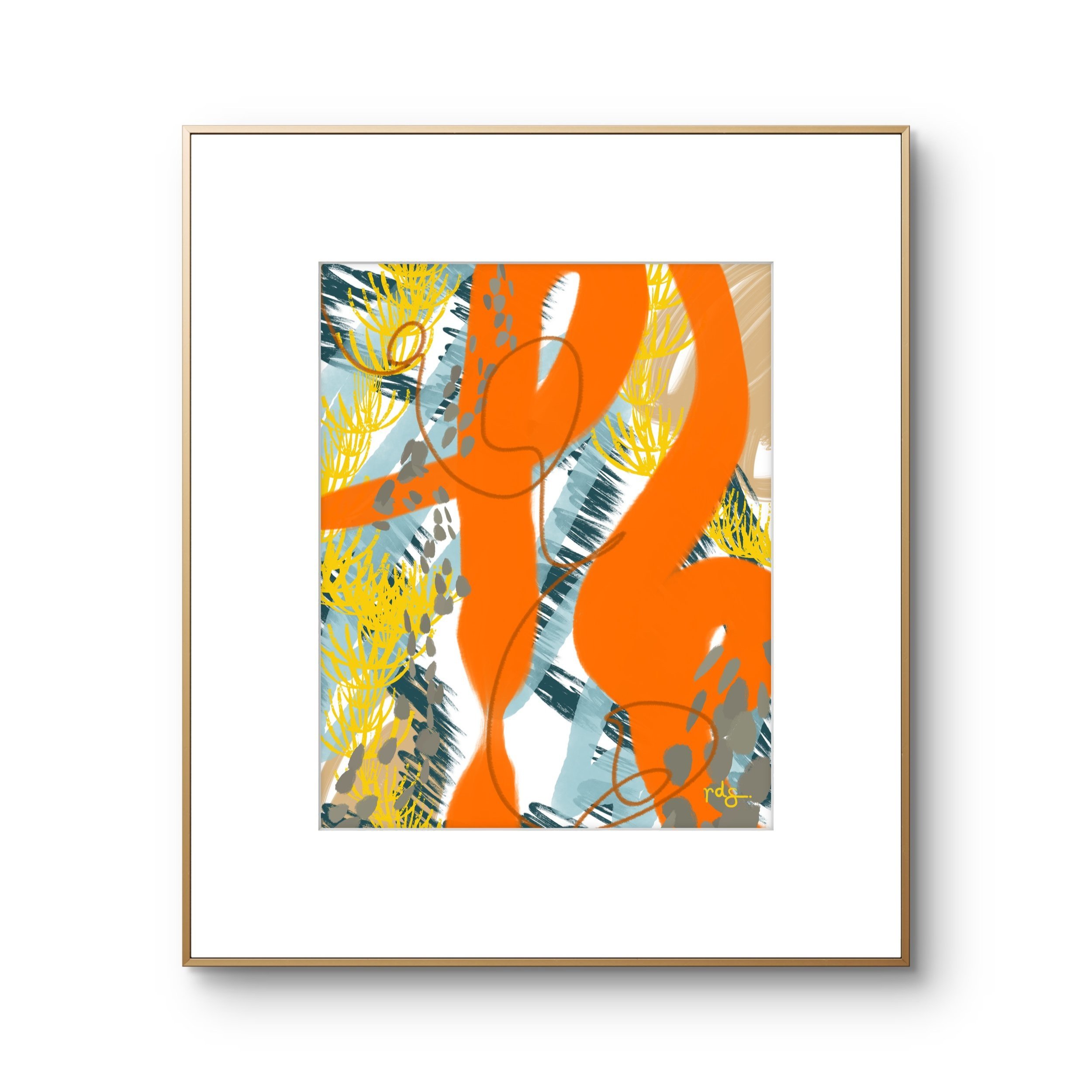 orange yellow blue abstract art