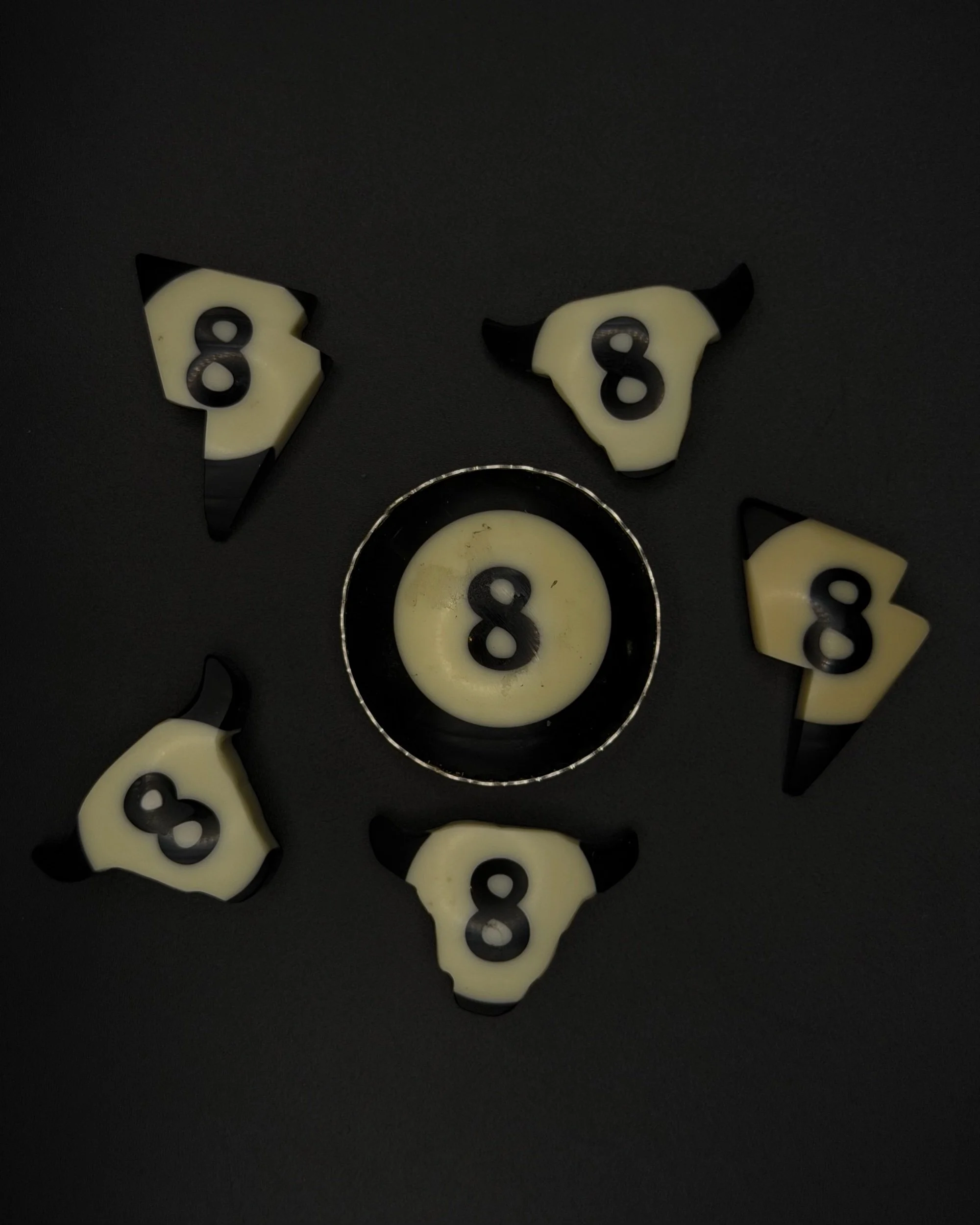 
Hand Cut 8 Ball Cabs by Jason Hill 