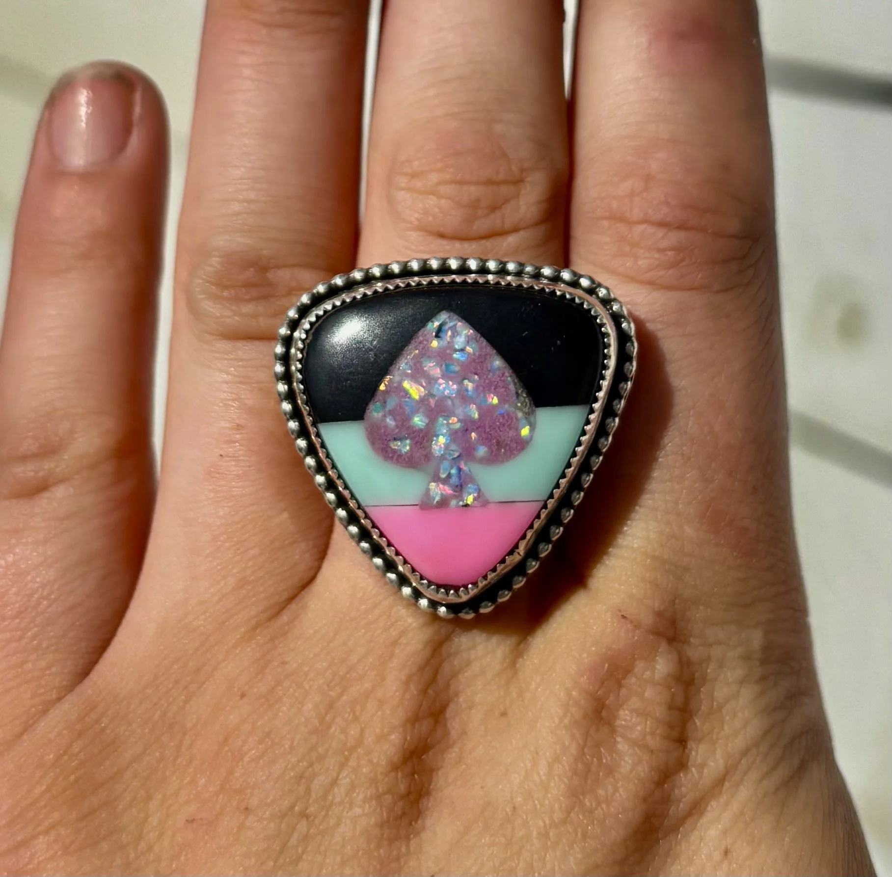 Spade Opal Inlay Ring