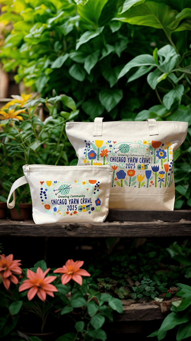 Pre-order Chicago Yarn Crawl 2025 Tote and Project Bag - AriYARN Shop