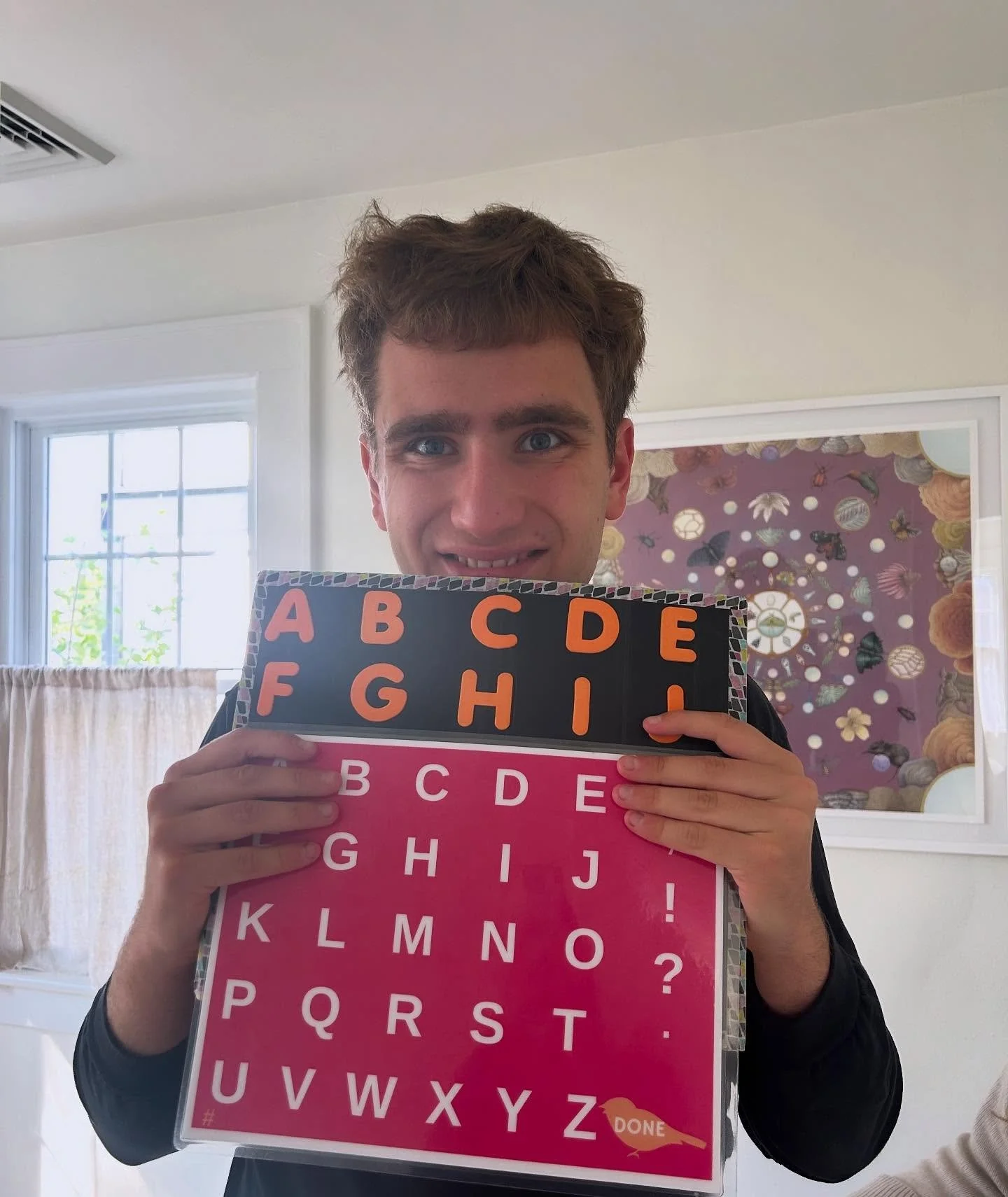 This is Alex 
A nonspeaker at flowering futures who is working hard on his purposeful motor skills to spell out his unique thoughts. Here is an expert from his last session, which was about Metamorphosis in Dragonflies. 

A question in the lesson was