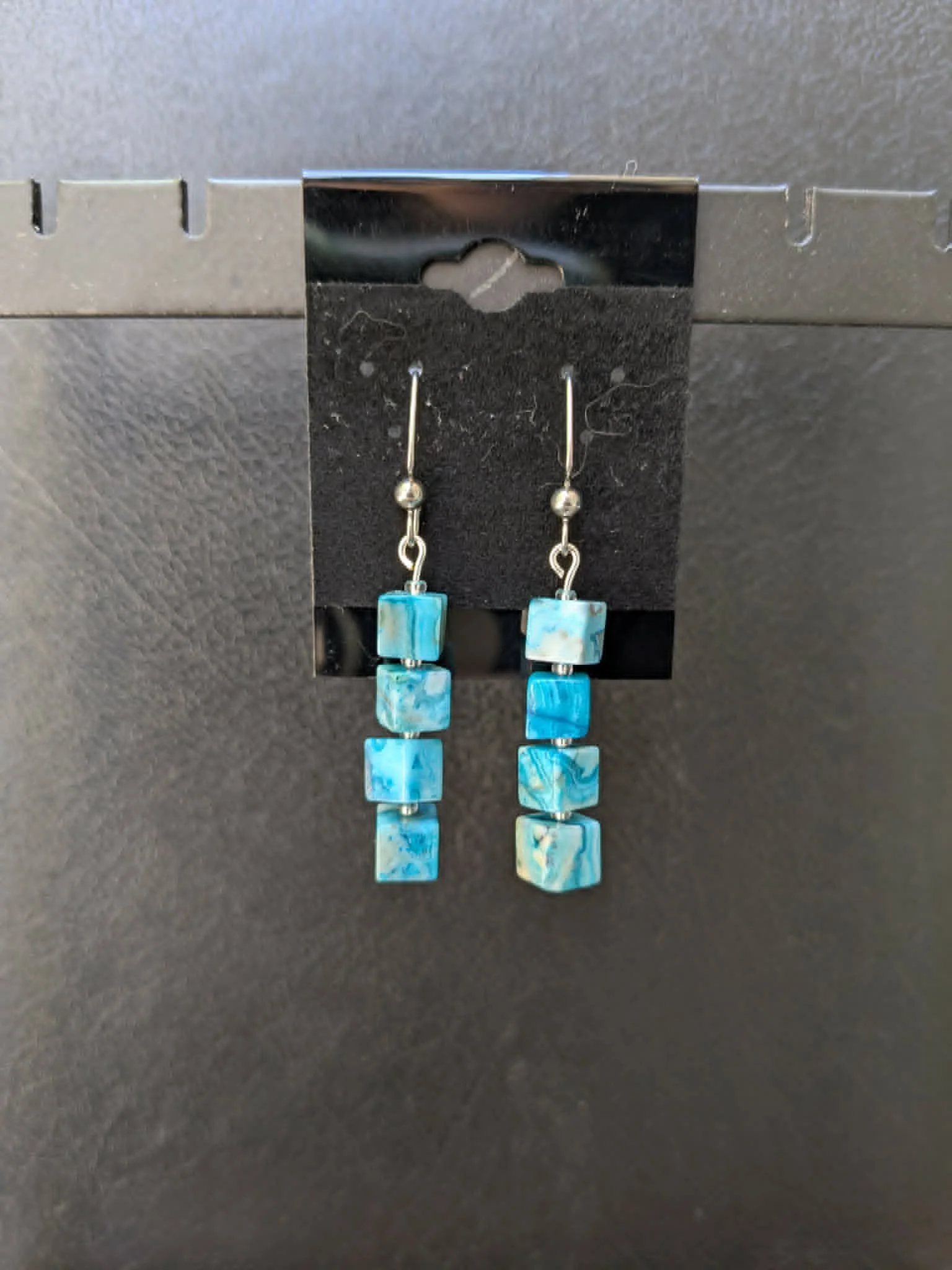 Blue Larimar Agate Cube Earrings