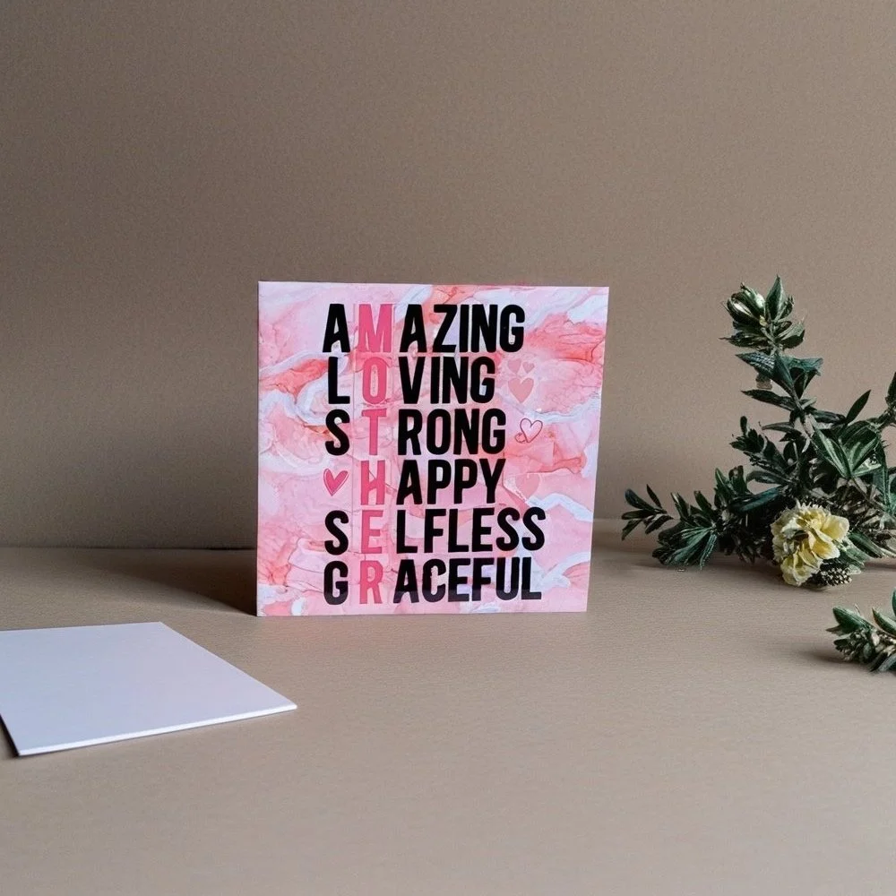 Pink 6x6-inch ceramic tile featuring acronym M O T H E R