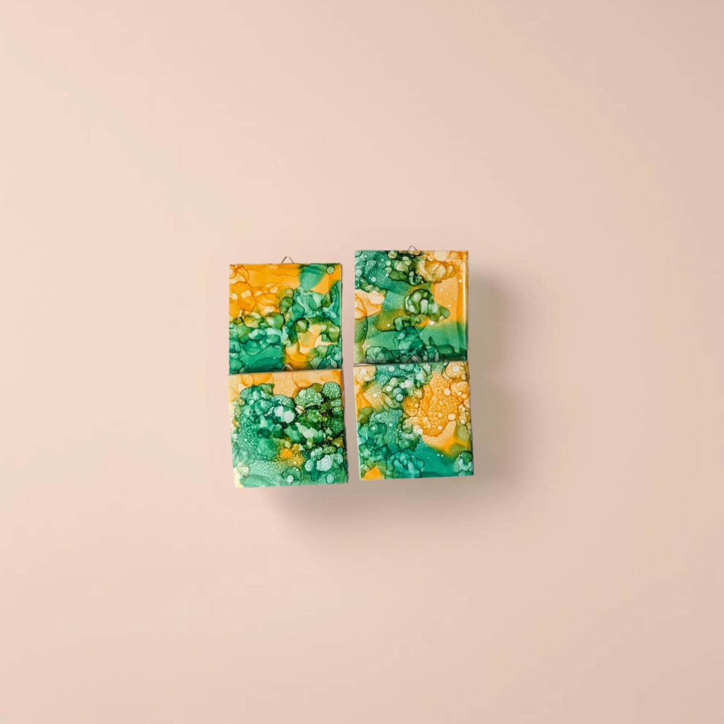 4-piece multi-color alcohol ink wall hanging set