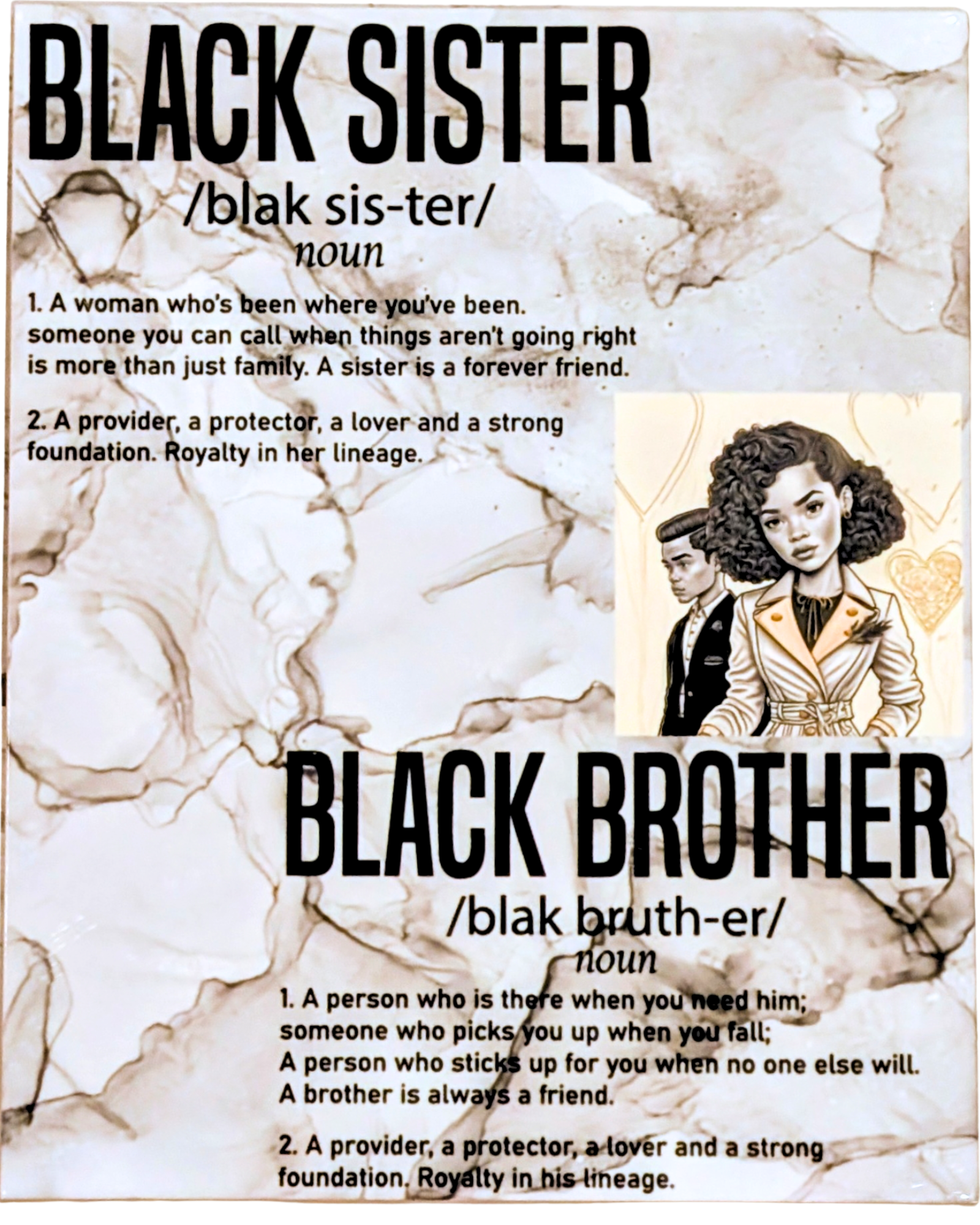Black sister and Black brother ceramic tile