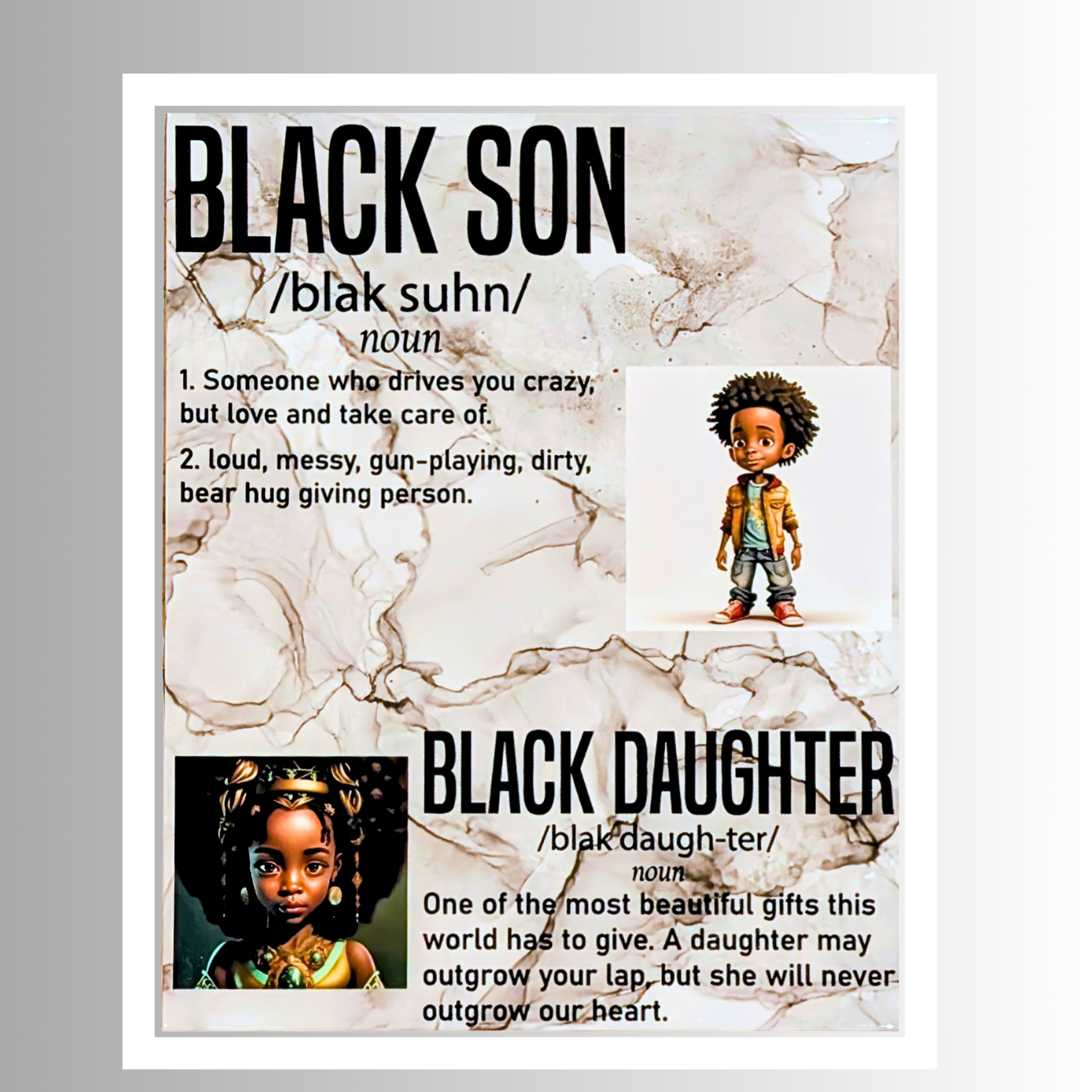 Black son and black daughter ceramic tile