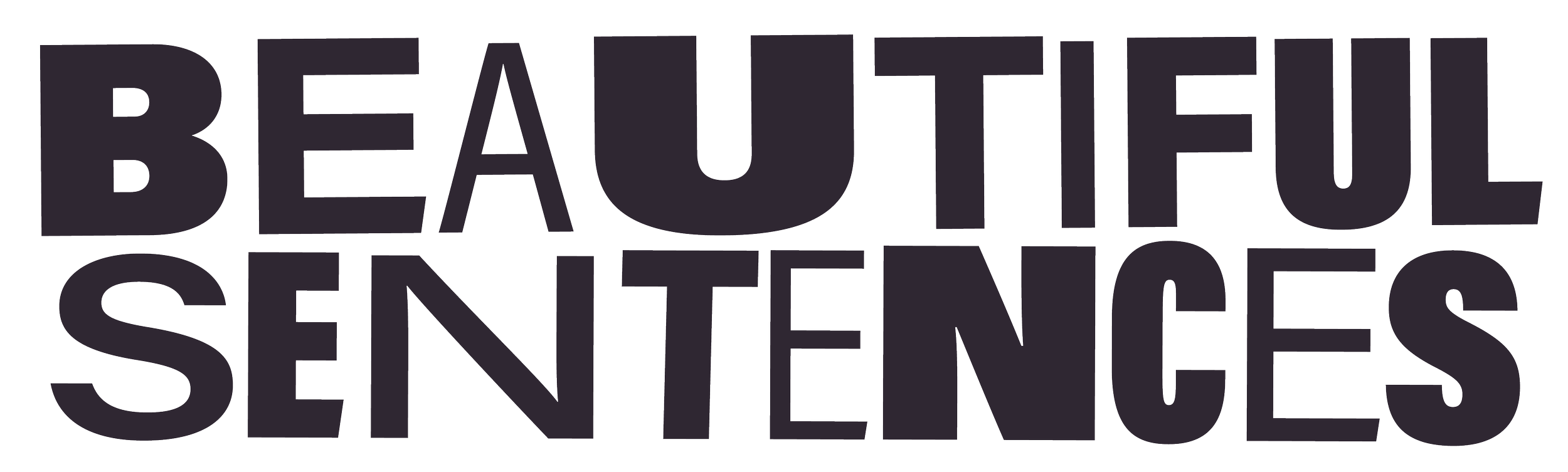 The phrase "BEAUTIFUL SENTENCES" written in large, bold, black capital letters.