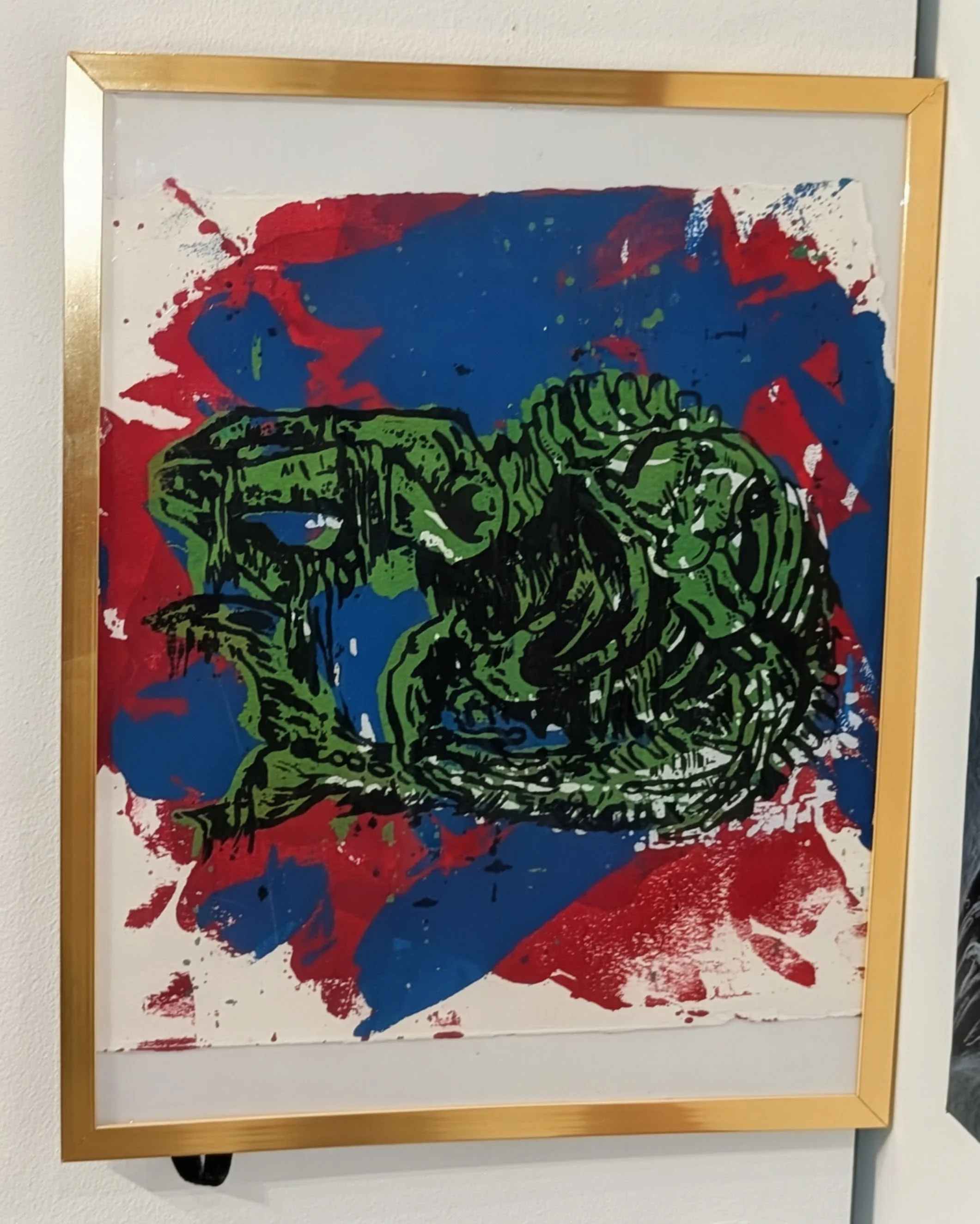 my take on a Bake-Kujira, a Japanese spirit whale.  Screen print