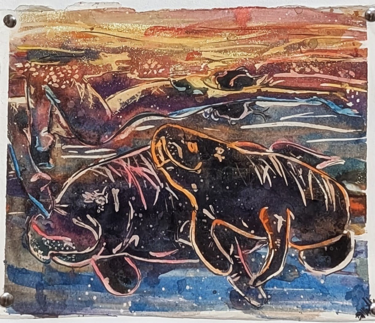 The manatee dream.  made in 2025, this mini-series was a class project. I love the dreamy colors and drifting feeling.  do you see the woman?