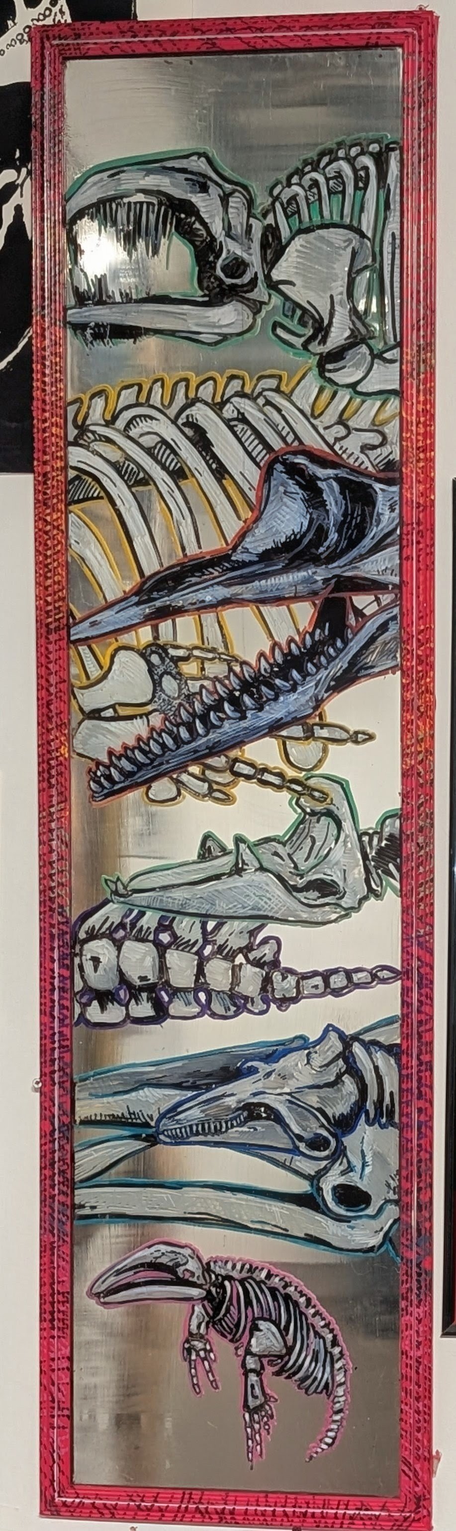 Whale mirror.  Acrylic marker.  Its whales...on a mirror.  about 4 foot high. 