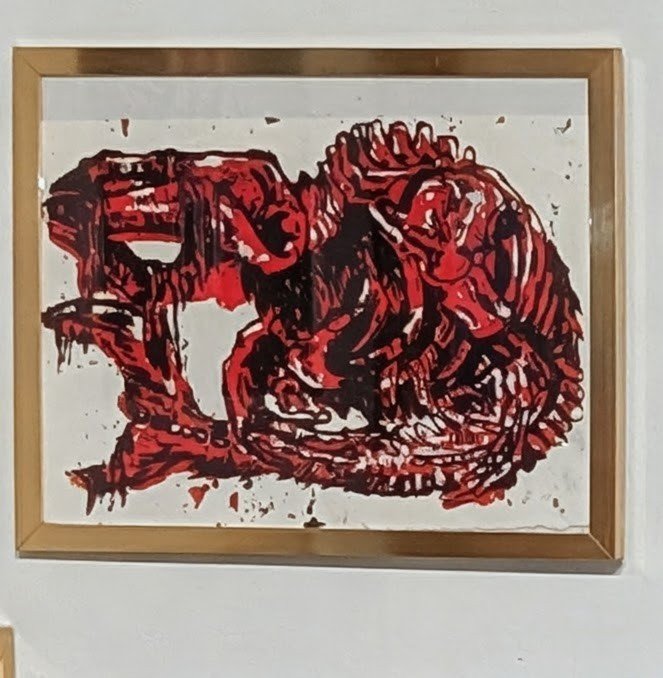 the red version of the Bake-Kujira.  I did five different colors, with different backgrounds. Iterations!