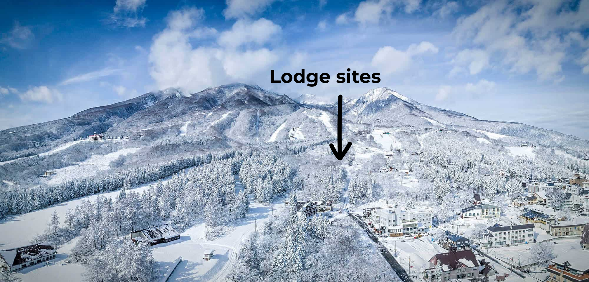 Panoramic View of the site for ski in ski out lodge in Myoko