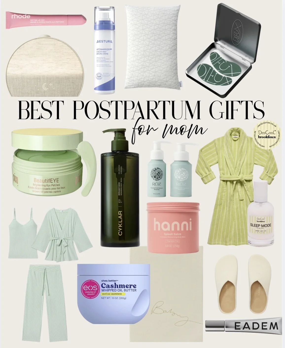 Best Postpartum gifts for mom, postpartum gifts, skincare, body care, robes, slippers