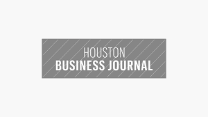 Houston Business Journal logo on a blue background.