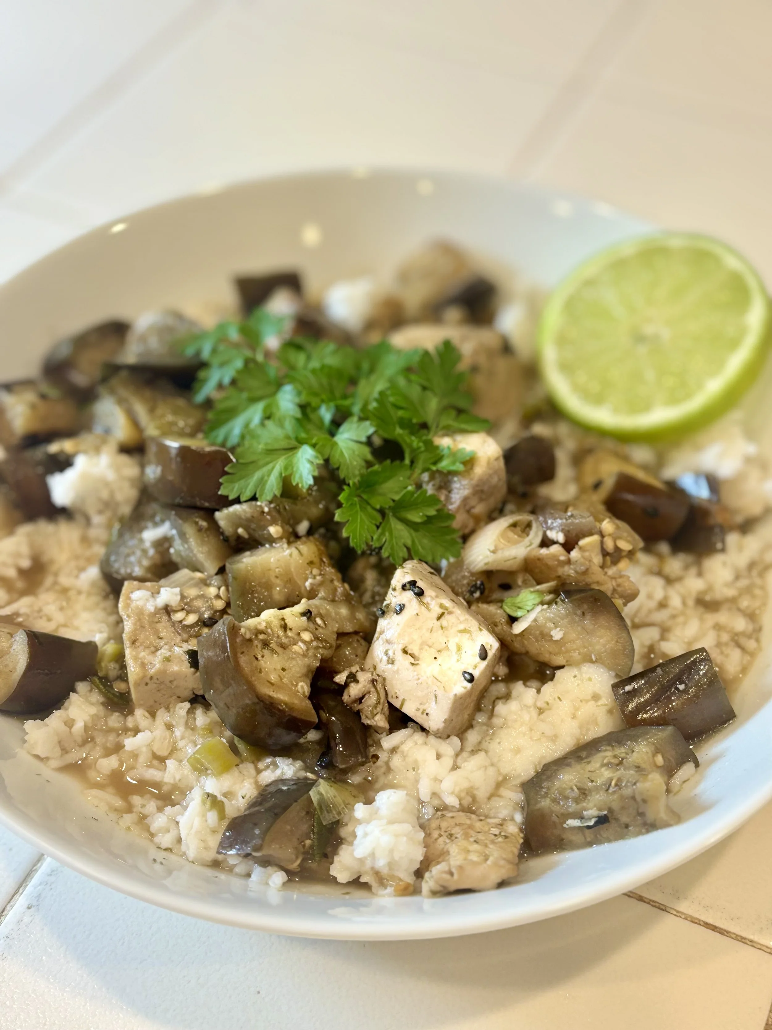 Garlic Eggplant Tofu stir Fry