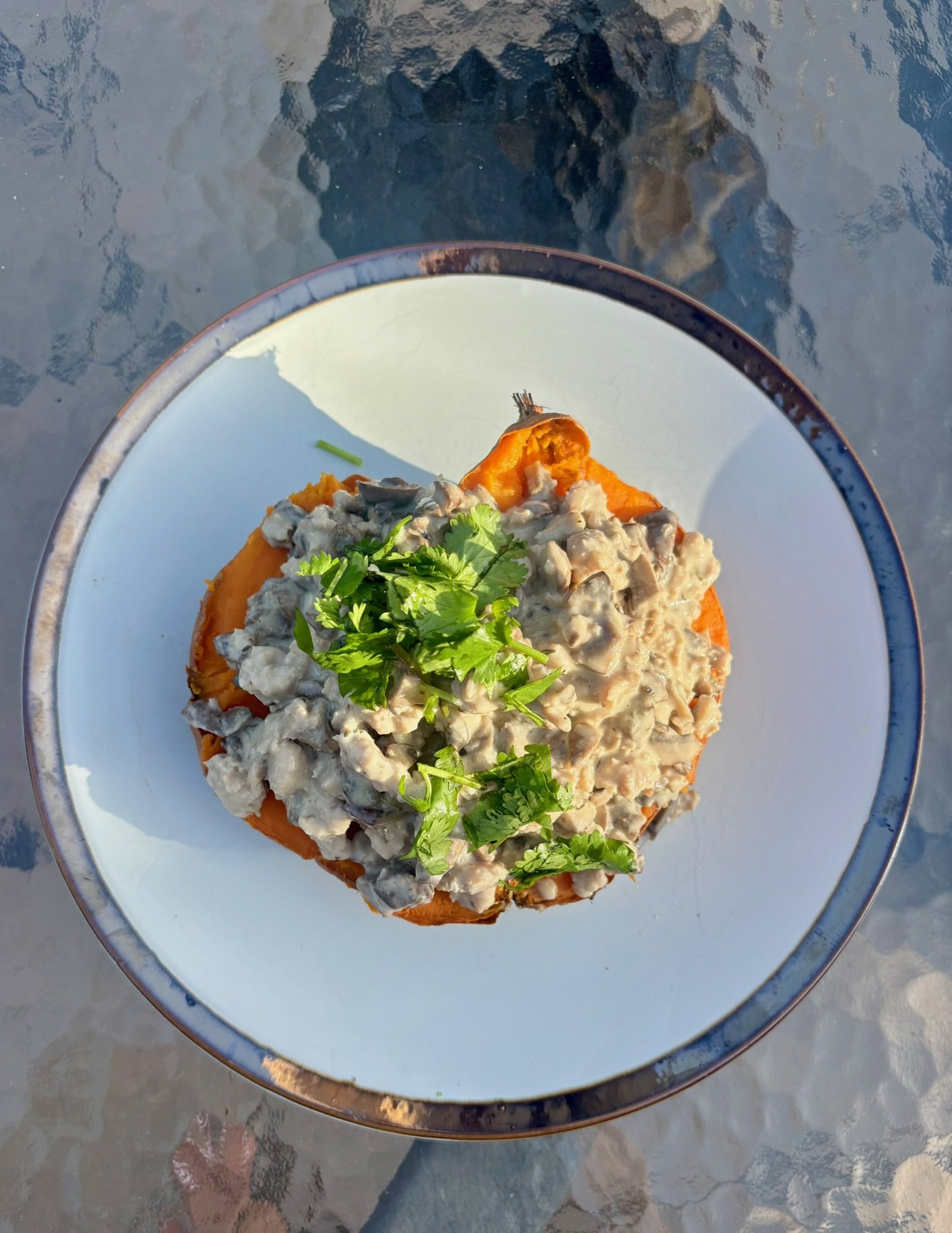 Loaded Creamy Mushroom Chicken Sweet Potatoes