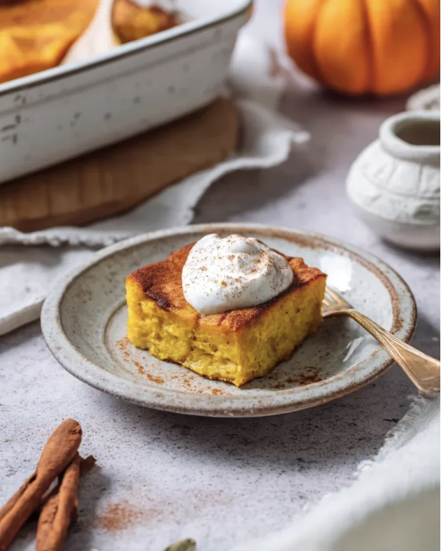 pumpkin cottage cheese bake with whipped yogurt