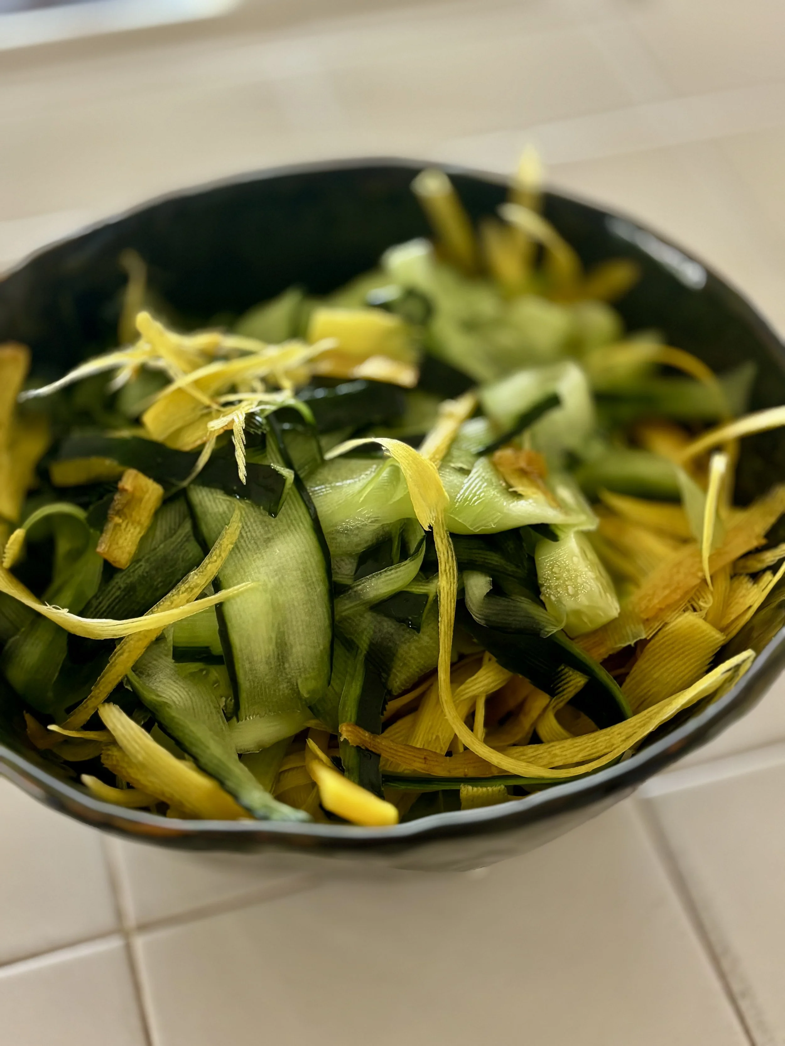 Spiraled cucumber and carrots