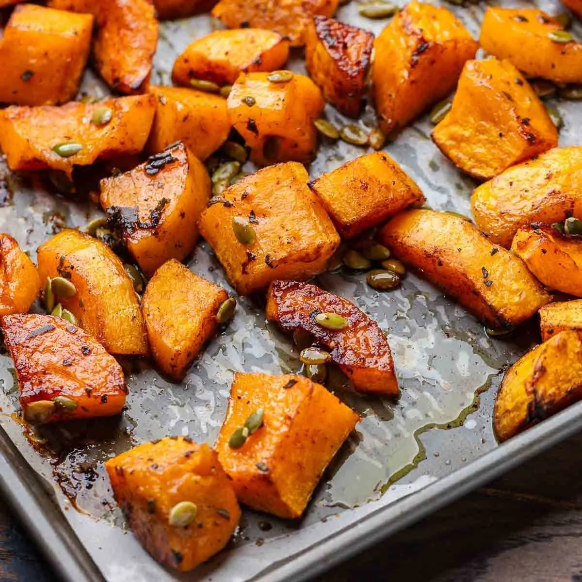 olive oil, pumpkin seeds, butternut squash roasted