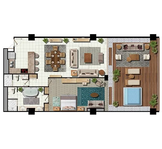 Empire Estates East Cape One Bedroom Floor Plan
