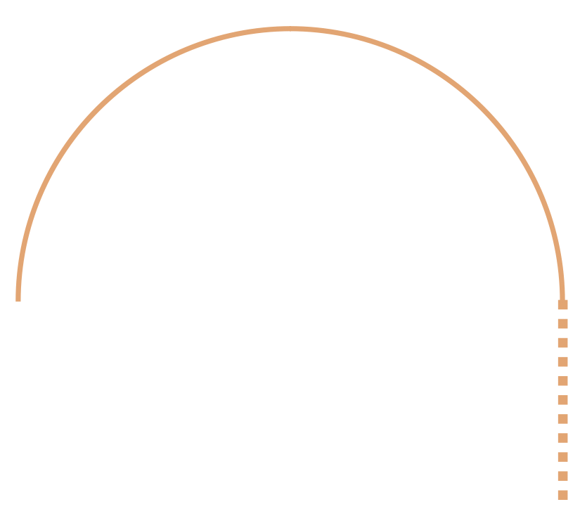 Illustration of an arch which extends to square dots on the right side