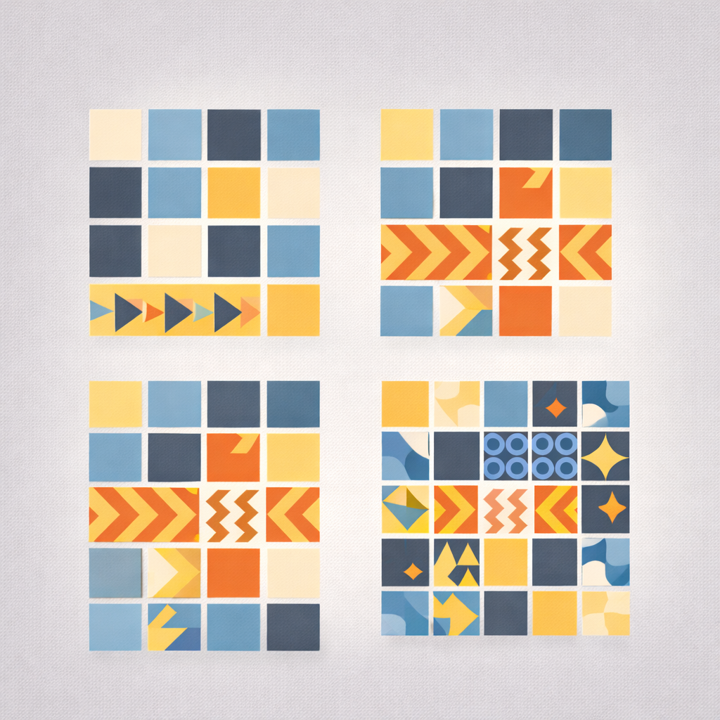 illustration showing increasing complexity in visual patterns for cognitive training
