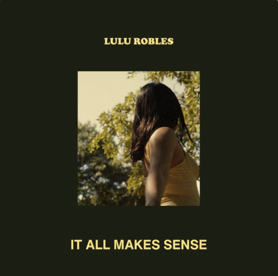 Book cover featuring a woman with long dark hair standing outdoors with trees in the background, titled "Lulu Robles: It All Makes Sense."