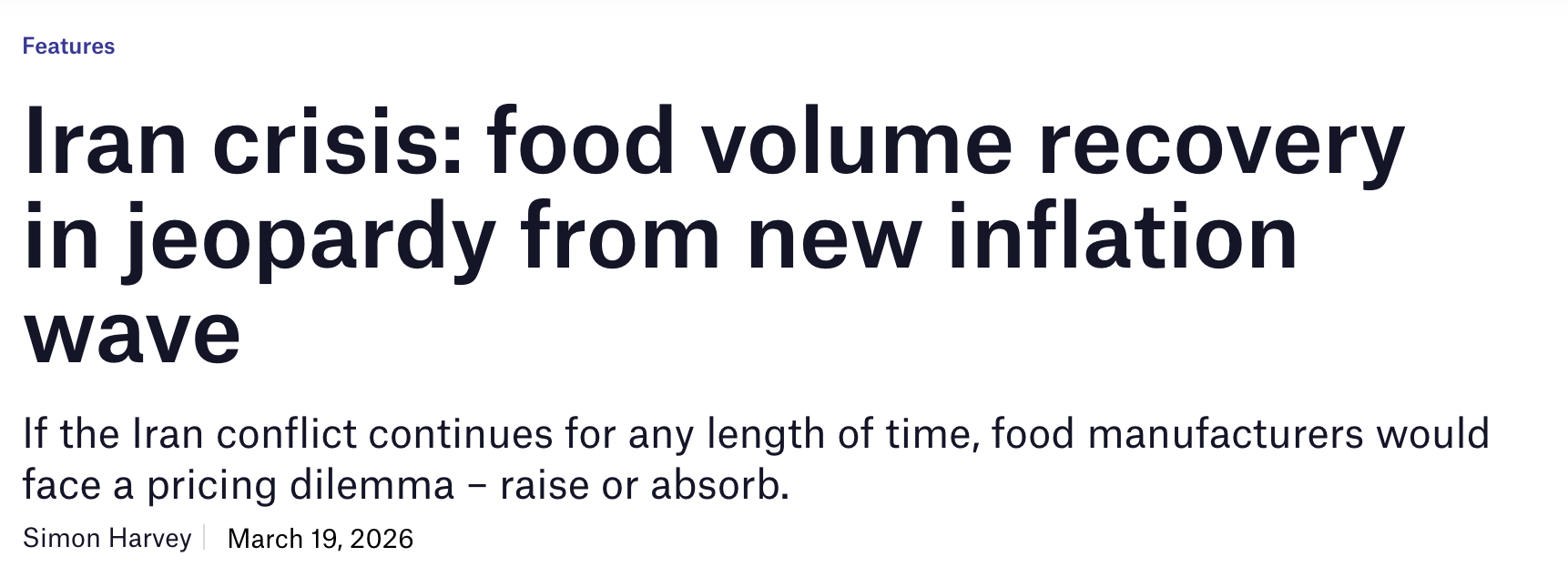 Iran crisis: food volume recovery in jeopardy from new inflation wave