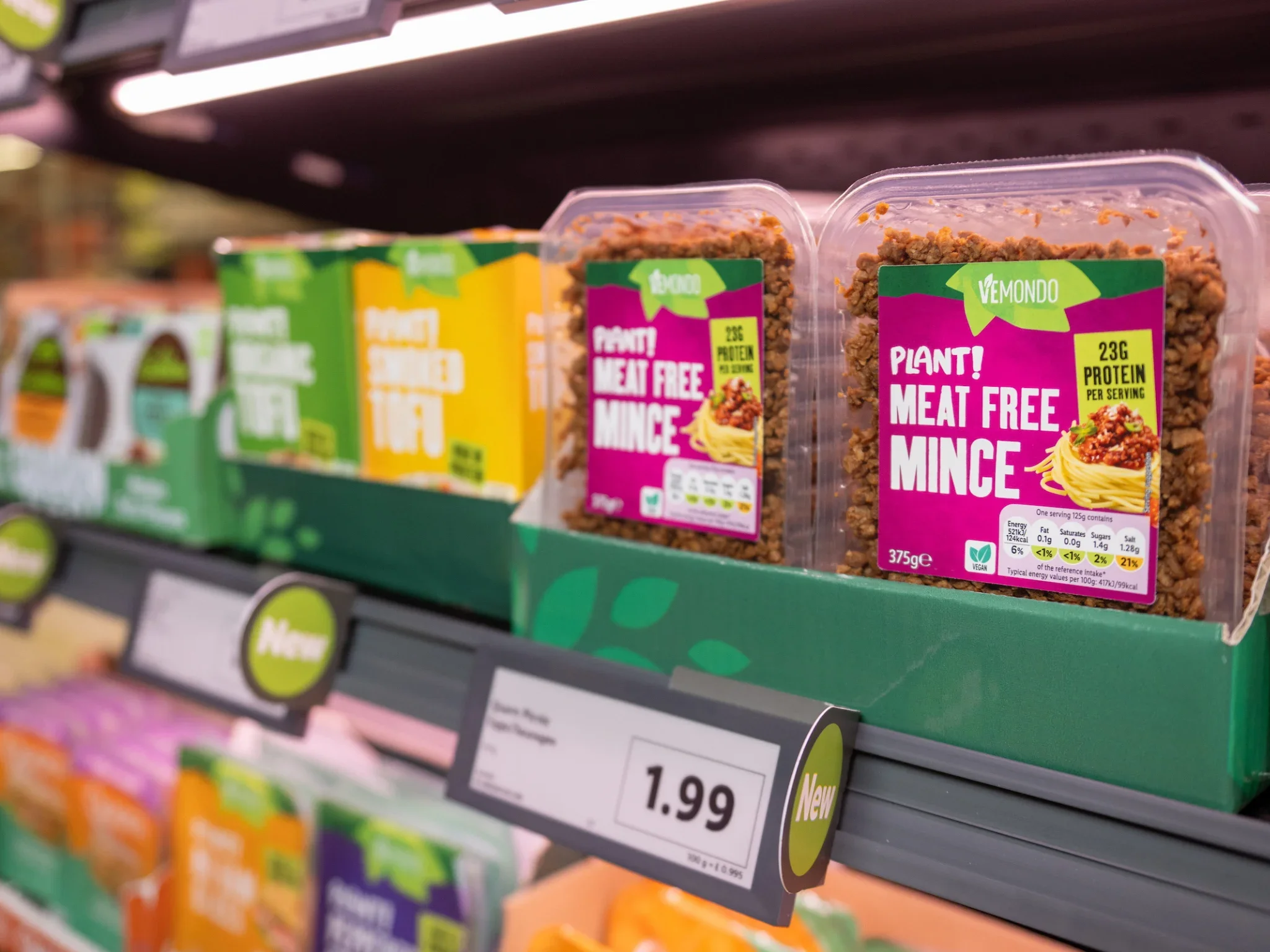 Plant-based food products on UK supermarket shelves